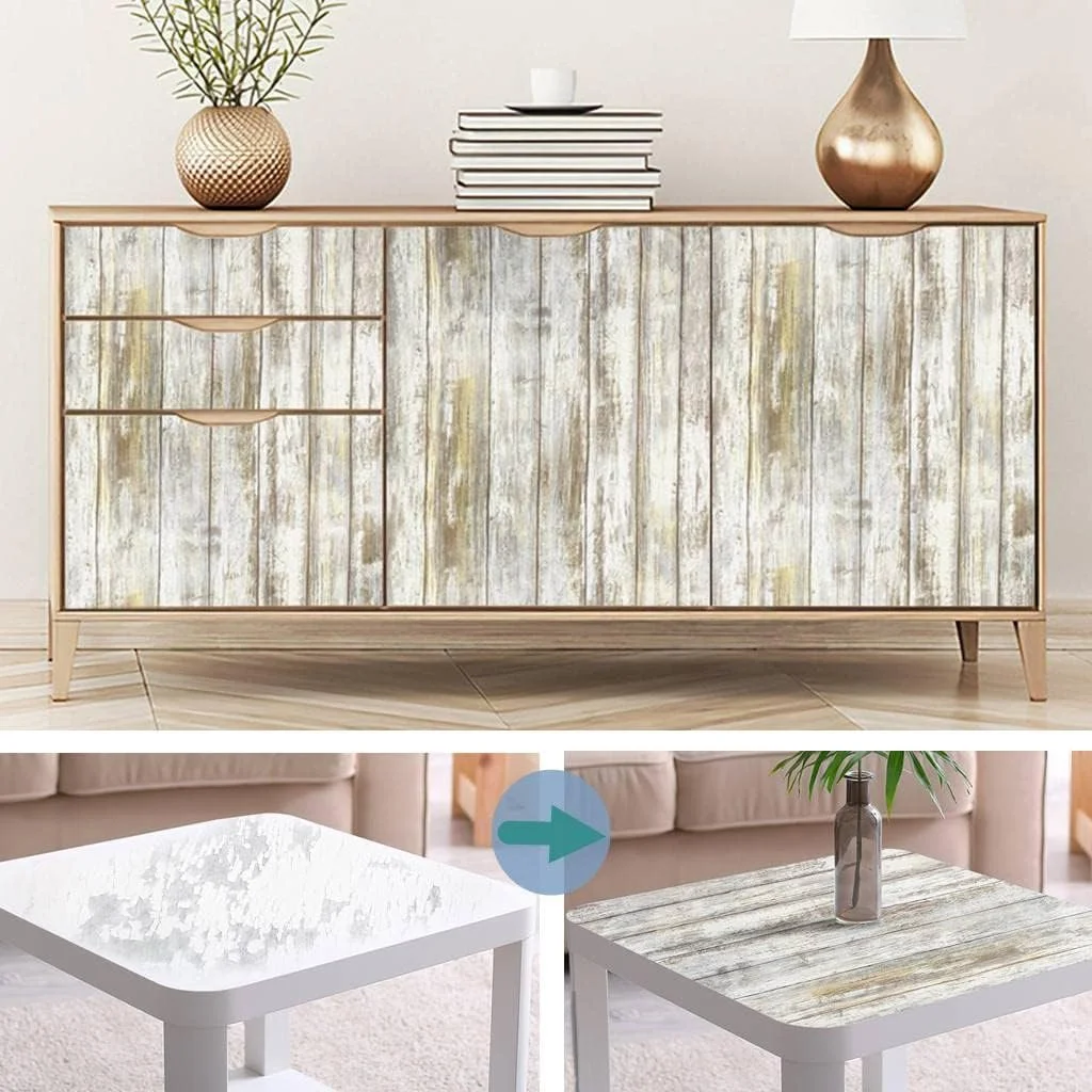 کاغذ دیواری طرح چوب کهنه آرتهوم، 43x304 سانتی متر، خود چسب، قابل جابجایی، روکش چوبی دکوراتیو، فیلم تخته چوبی وینتیج، پوشش دیوار برای سطوح مبلمان، تمیز کردن آسان