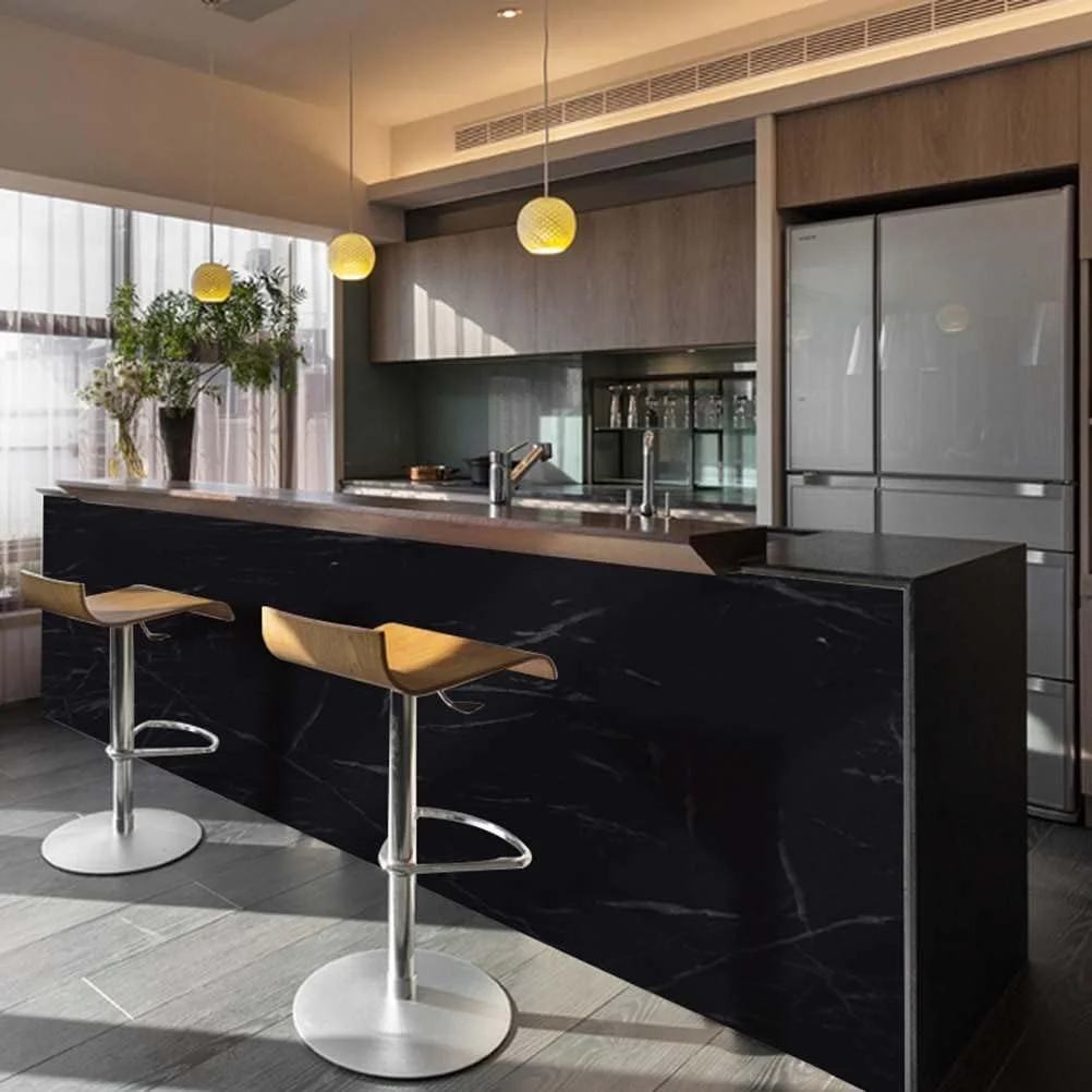 کاغذ دیواری طرح سنگ مرمر مشکی Arthome، خود چسب، ضد آب، براق، پی وی سی وینیل، ضد روغن، کاغذ گرانیتی برای پوشش سطح مبلمان، پیشخوان، آشپزخانه، 43.5x305 سانتی متر