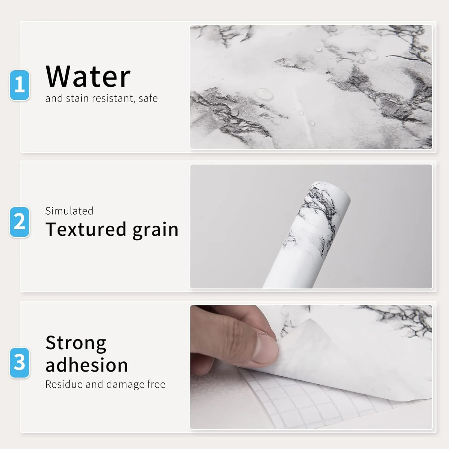 کاغذ طرح سنگ مرمر Art3d، 508 سانتی متر در 44 سانتی متر - روکش خود چسب برای قفسه و کشو - کاغذ دیواری تزئینی خاکستری - ضد آب، جداشدنی آسان، با قابلیت جدا شدن و چسباندن، مات