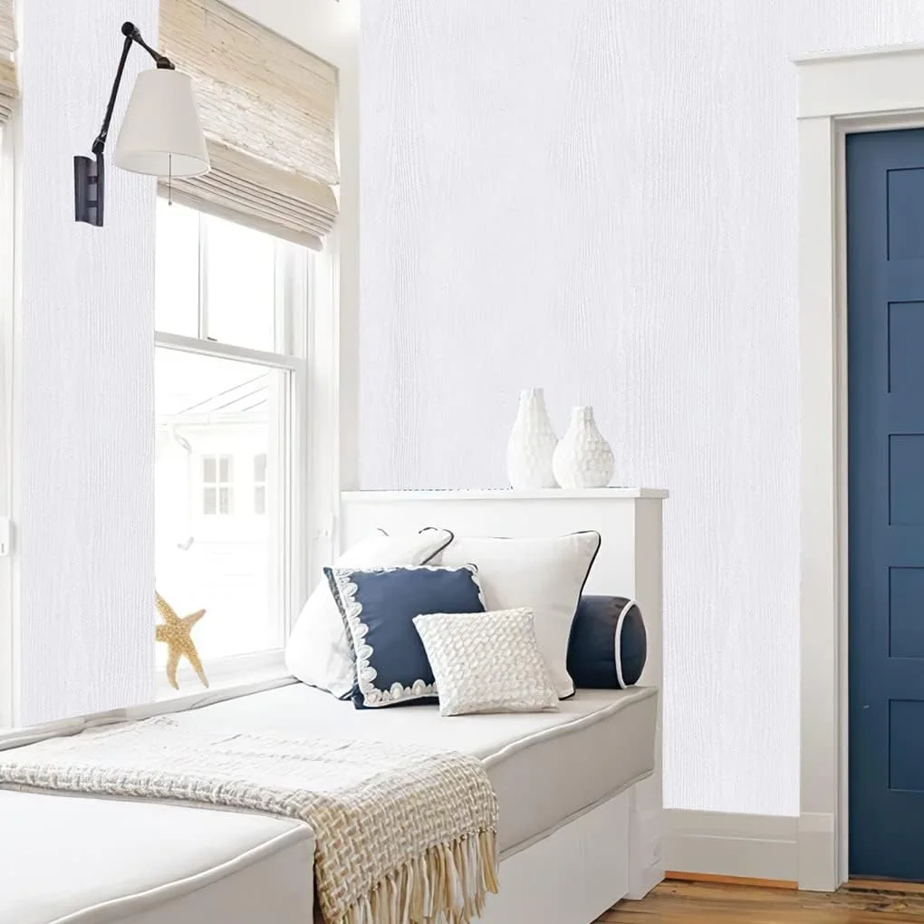 کاغذ دیواری خود چسب طرح چوب سفید Arthome، 43.5x305 سانتی متر، ضد آب، وینیل PVC براق، کاغذ ضد روغن برای پوشش سطح مبلمان، پیشخوان، آشپزخانه