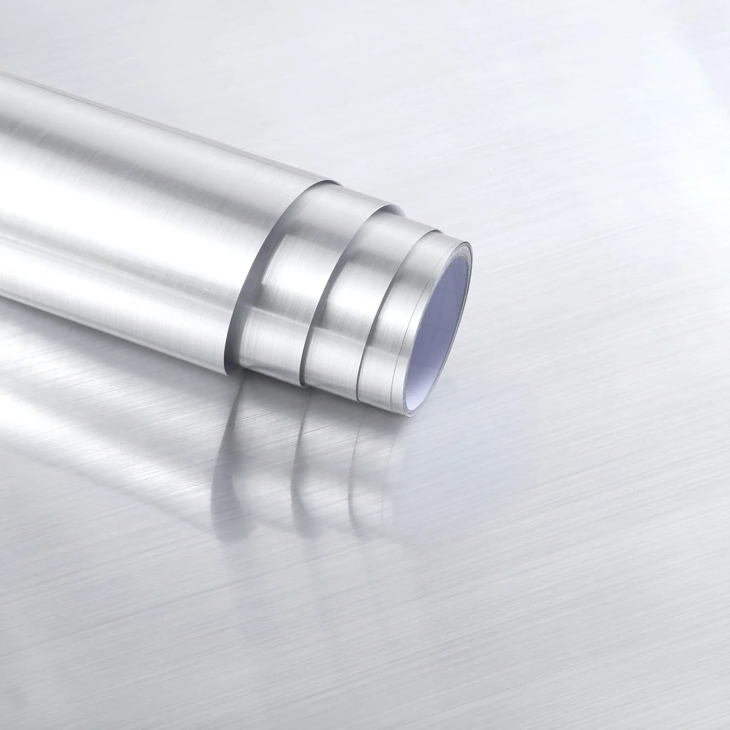 کاغذ دیواری نقره ای برس خورده Arthome، 40x310 سانتی متر، کاغذ دیواری خود چسب ضد آب PVC وینیل، ضد روغن، کاغذ وینیل برای پوشش سطح مبلمان، پیشخوان، آشپزخانه، روکش قفسه...