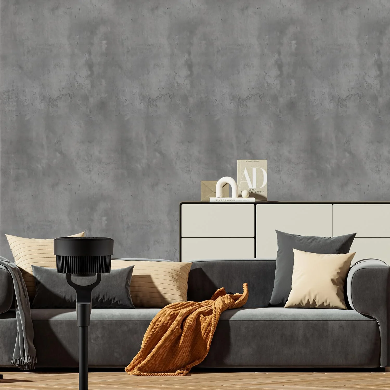 آرتهوم دکور دیوار کاغذ دیواری بتنی خاکستری تیره 40x310 سانتی متر، کاغذ خود چسب، ضد آب، فیلم وینیل تزئینی بتنی برای استودیوها، دفاتر، مغازه ها، بارها، باشگاه ها، رستوران ها