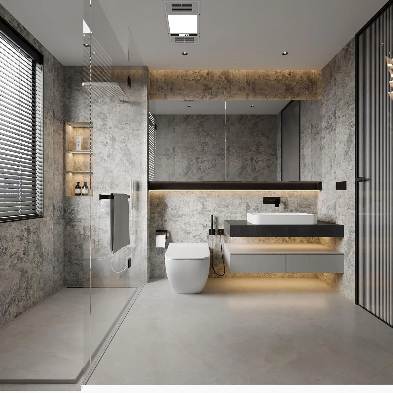 کاغذ دیواری خود چسب طرح سیمان خاکستری، کاغذ دیواری ضد آب با طرح صنعتی، برچسب های وینیل تزئینی برای کابینت آشپزخانه و حمام