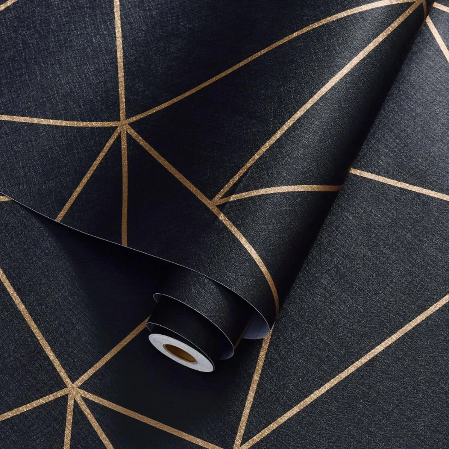 کاغذ دیواری راه راه طلایی و مشکی Azonee، وینیل خود چسب جدا شدنی، روکش مات برای آشپزخانه، اتاق خواب، پیشخوان و دیوارها، ضخامت 2.3 میلی متر (44.1 سانتی متر x 300 سانتی متر)