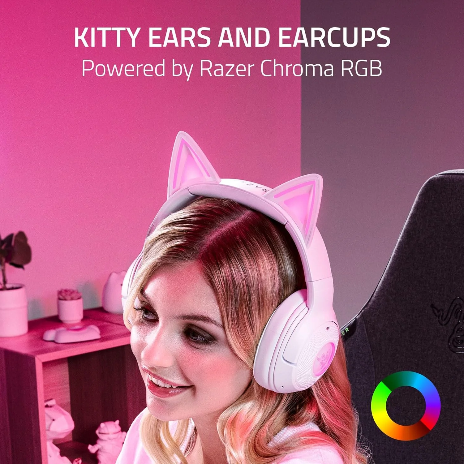 هدست بلوتوثی بی سیم RGB ریزر Kraken Kitty V2 BT: گوش و کاپ های RGB Chroma - درایورهای 40 میلی متری بلوتوث 5.2 - میکروفون های حذف نویز - سبک وزن - باتری 40 ساعته با شارژ Type C - سفید هدست بلوتوثی بی سیم RGB ریزر Kraken Kitty V2 BT: گوش و کاپ های RGB Chroma - درایورهای 40 میلی متری بلوتوث 5.2 - میکروفون های حذف نویز - سبک وزن - باتری 40 ساعته با شارژ Type C - سفید