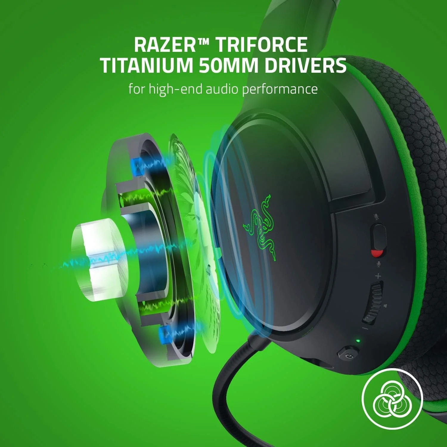 هدست گیمینگ بی سیم Razer Kaira برای Xbox Series X: میکروفون کاردیوئید HyperClear خم شو، درایورهای تیتانیومی TriForce 50 میلی متری، کنترل های صوتی روی گوشی، Xbox Wireless - مشکی کلاسیک