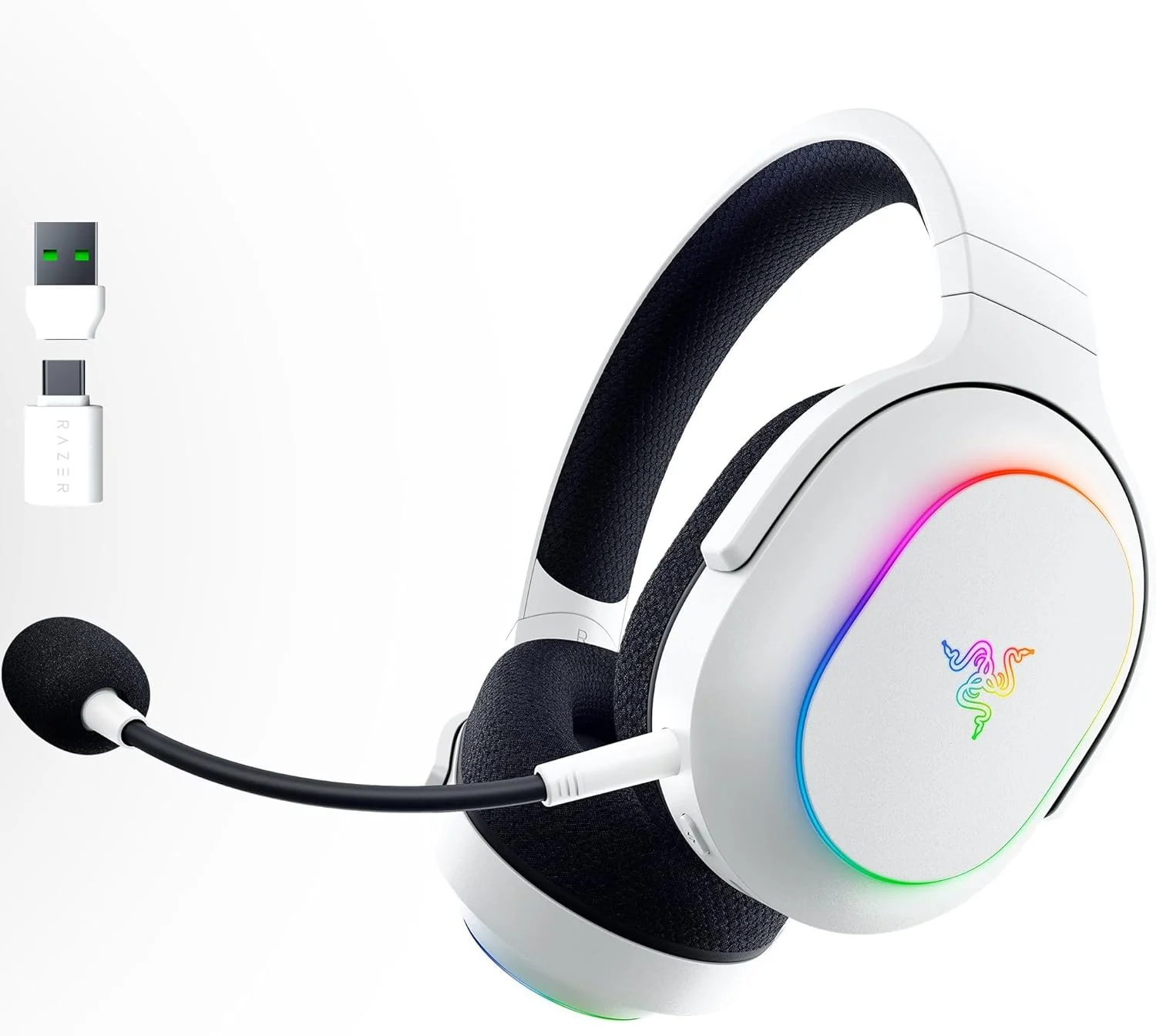 هدست گیمینگ بی سیم Razer Barracuda X Chroma: بی سیم 2.4 گیگاهرتز و بلوتوث - سبک وزن - Chroma RGB - درایورهای 40 میلی متری - میکروفون کاردیوئید - باتری 70 ساعته - برای PC، Mac، PS5، سوییچ، تلفن هوشمند - سفید