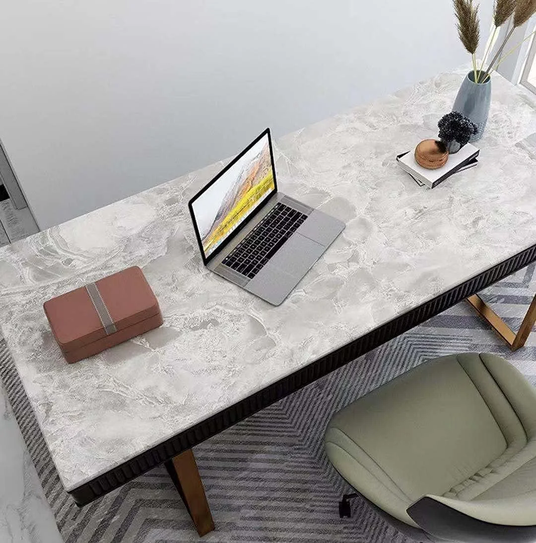 کاغذ دیواری خود چسب طرح سنگ مرمر خاکستری CCT، کاغذ روکش، کاغذ دیواری ضد روغن و ضد آب برای آشپزخانه و حمام، کاغذ روکش چسبی برای پیشخوان، PVC (خاکستری، 40cm×500cm)