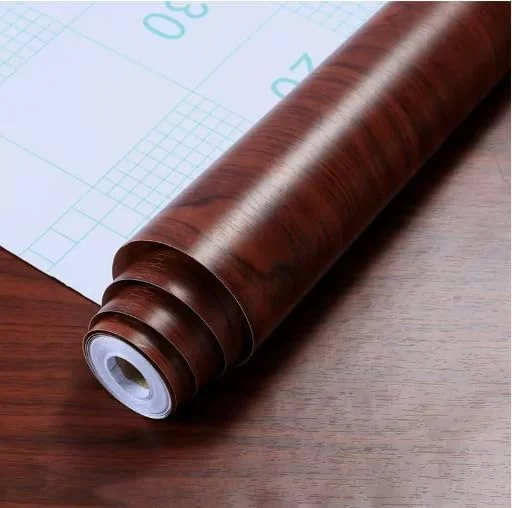 کاغذ دیواری خود چسب طرح چوب گردو مشکی، روکش وینیل ضد آب، 40cm x 300cm