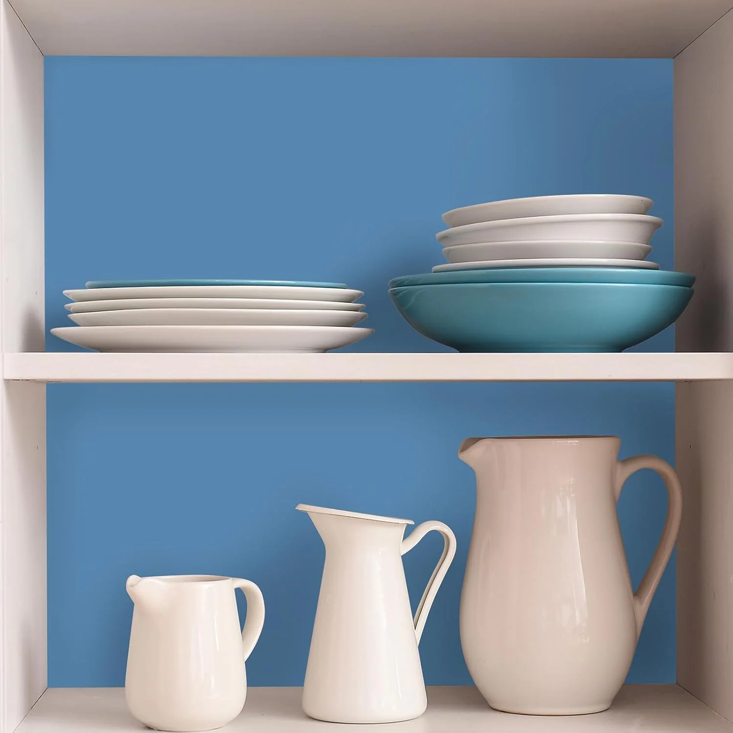 کاغذ دیواری خودچسب آبی روشن CHIHUT، بافت مات، ضخیم و قابل جابجایی، فیلم وینیل برای اتاق خواب، آشپزخانه، کابینت و قفسه، ابعاد 45cmx254cm