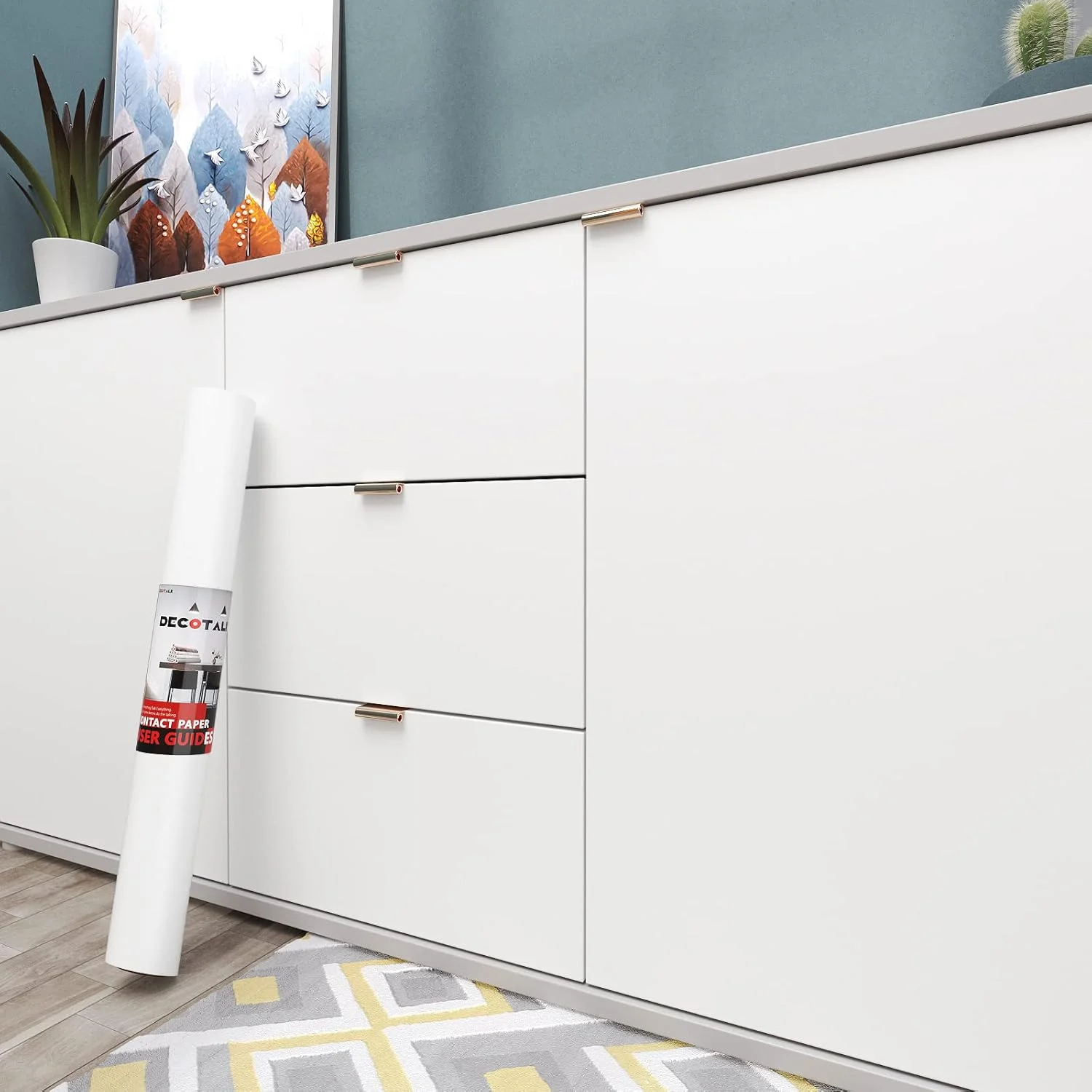 کاغذ دیواری سفید مات Decotalk، ضخیم، خود چسب، روکش قفسه سفید، رنگ ثابت تزئینی، قابل جابجایی، 30 در 300 سانتی متر، مناسب برای کشوها، کابینت ها، کمد، اتاق نشیمن، اتاق کودک، ضد آب