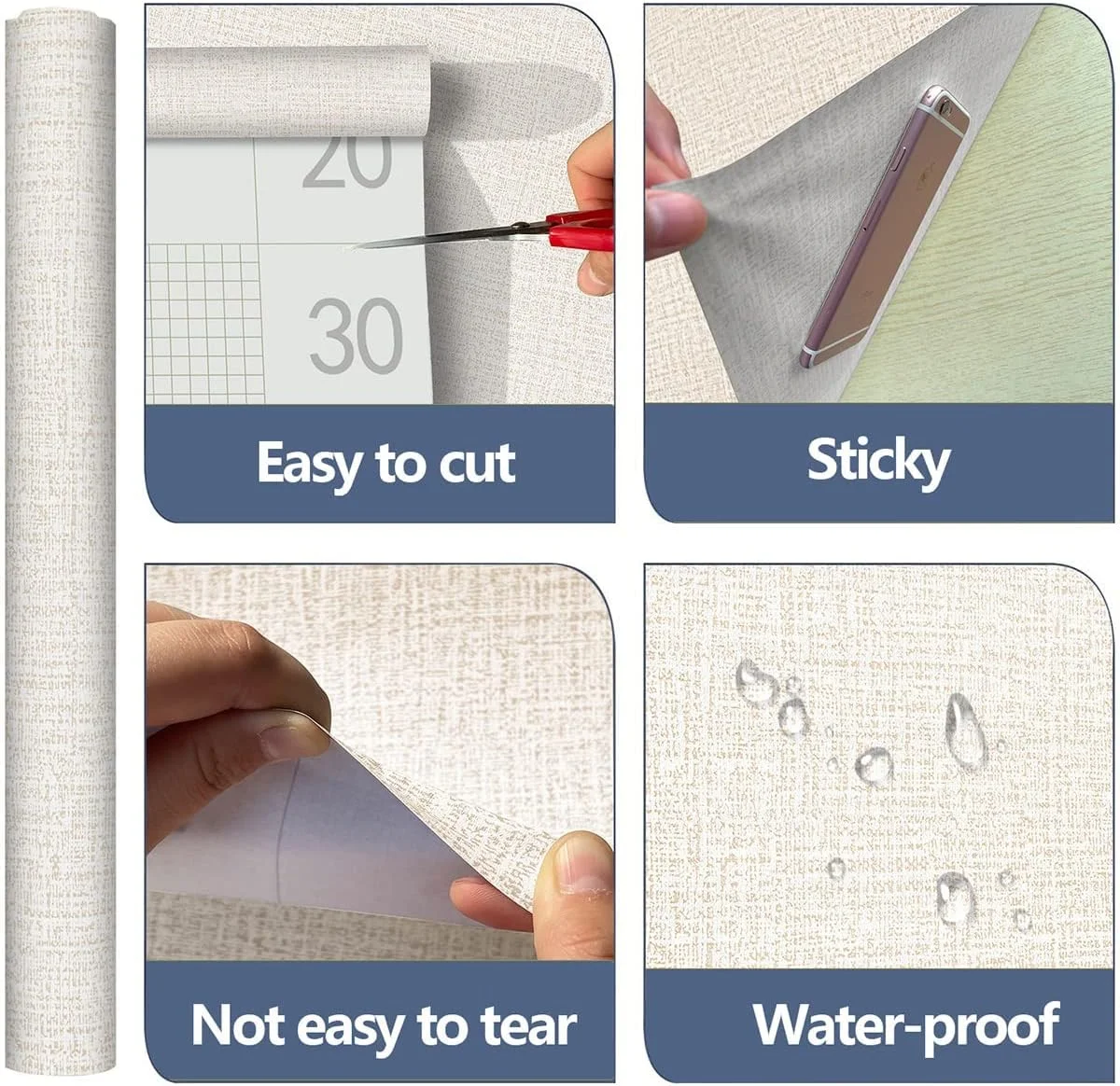 کاغذ دیواری بافت چمن مصنوعی 40x300 سانتی متر، کاغذ دیواری خود چسب و جداشدنی با بافت چمن مصنوعی بژ، کاغذ تماسی تزئینی بژ برای دکوراسیون دیوار کابینت