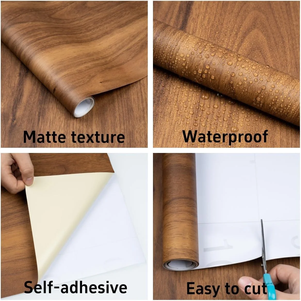 برچسب چوبی دکوروم، کاغذ دیواری طرح چوب خودچسب ضخیم برای سطوح مبلمان، فیلم وینیل ضد آب با طرح چوب طبیعی، 40 سانتی متر در 3 متر