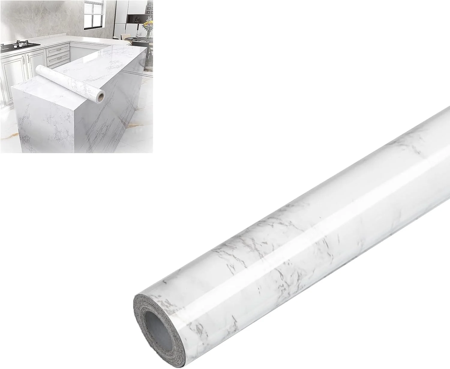 کاغذ دیواری طرح مرمر سفید Duomama، 40 × 200 سانتی متر - ضد آب، خود چسب، کاغذ دیواری جداشدنی برای سطوح، اتاق خواب، کابینت - فضای خود را با کاغذ دیواری مرمر زیبا ارتقا دهید