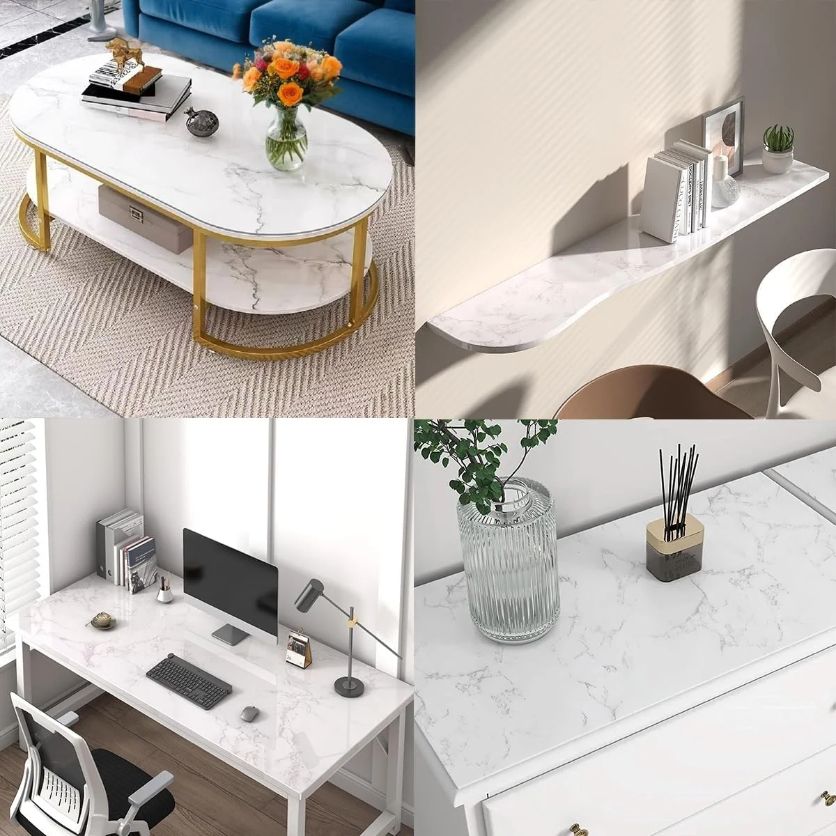 کاغذ دیواری طرح مرمر سفید Duomama، 40 × 200 سانتی متر - ضد آب، خود چسب، کاغذ دیواری جداشدنی برای سطوح، اتاق خواب، کابینت - فضای خود را با کاغذ دیواری مرمر زیبا ارتقا دهید