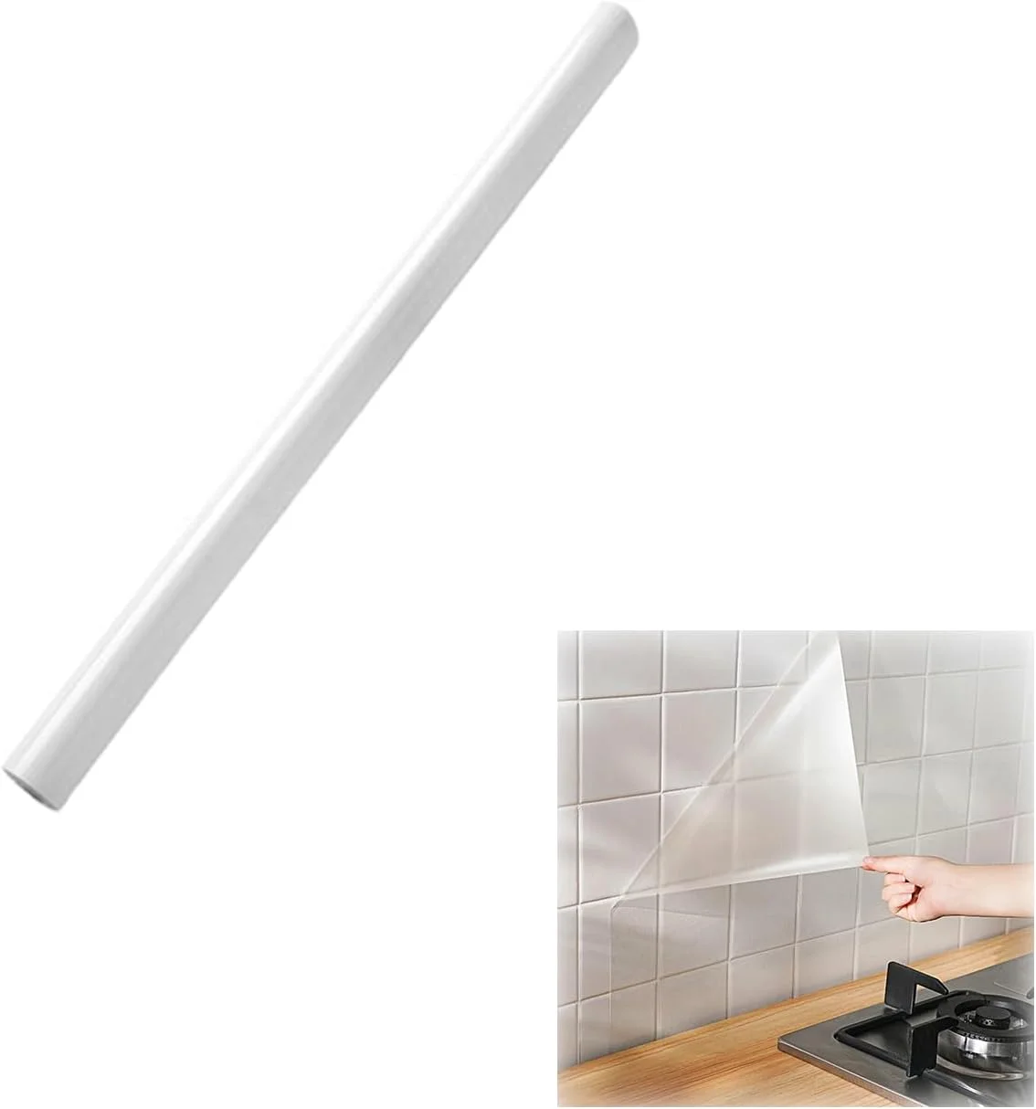 کاغذ دیواری شفاف Duomama - کاغذ دیواری خود چسب تزئینی برای محافظت از دیوار و فضای پشتی آشپزخانه - برچسب ضد روغن - فیلم خانگی شفاف (60x300 سانتی متر)