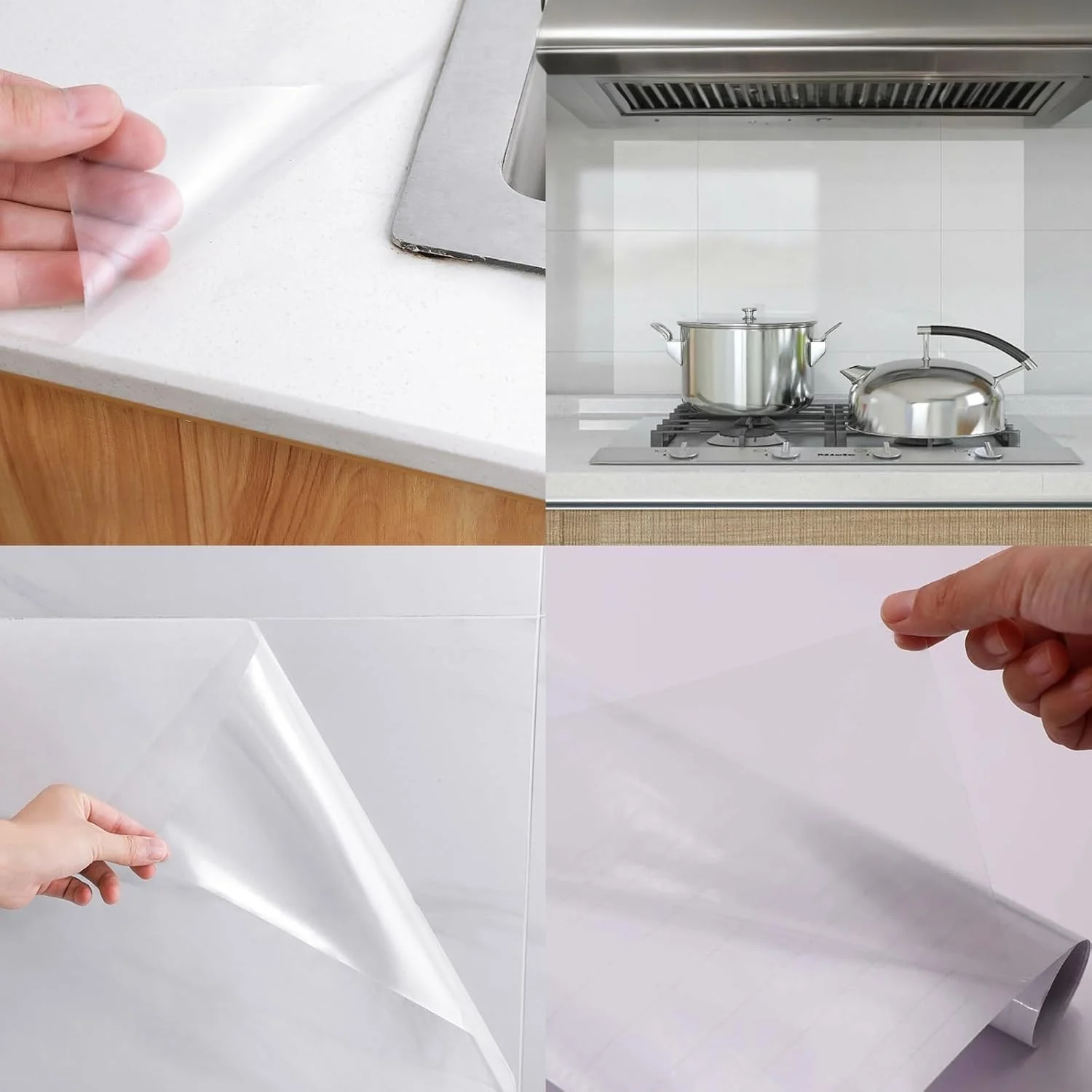 کاغذ دیواری شفاف Duomama - کاغذ دیواری خود چسب تزئینی برای محافظت از دیوار و فضای پشتی آشپزخانه - برچسب ضد روغن - فیلم خانگی شفاف (60x300 سانتی متر)