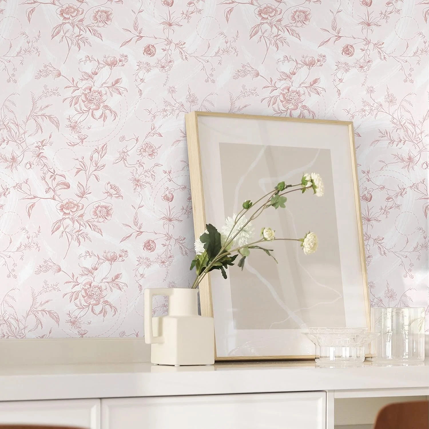 کاغذ دیواری گلدار Dimoon، برچسبی صورتی، طرح فرانسوی قدیمی، قابل جابجایی، خود چسب، 44x200 سانتی متر، مناسب برای کابینت، ضخیم، ضد آب، رول وینیل اتاق خواب