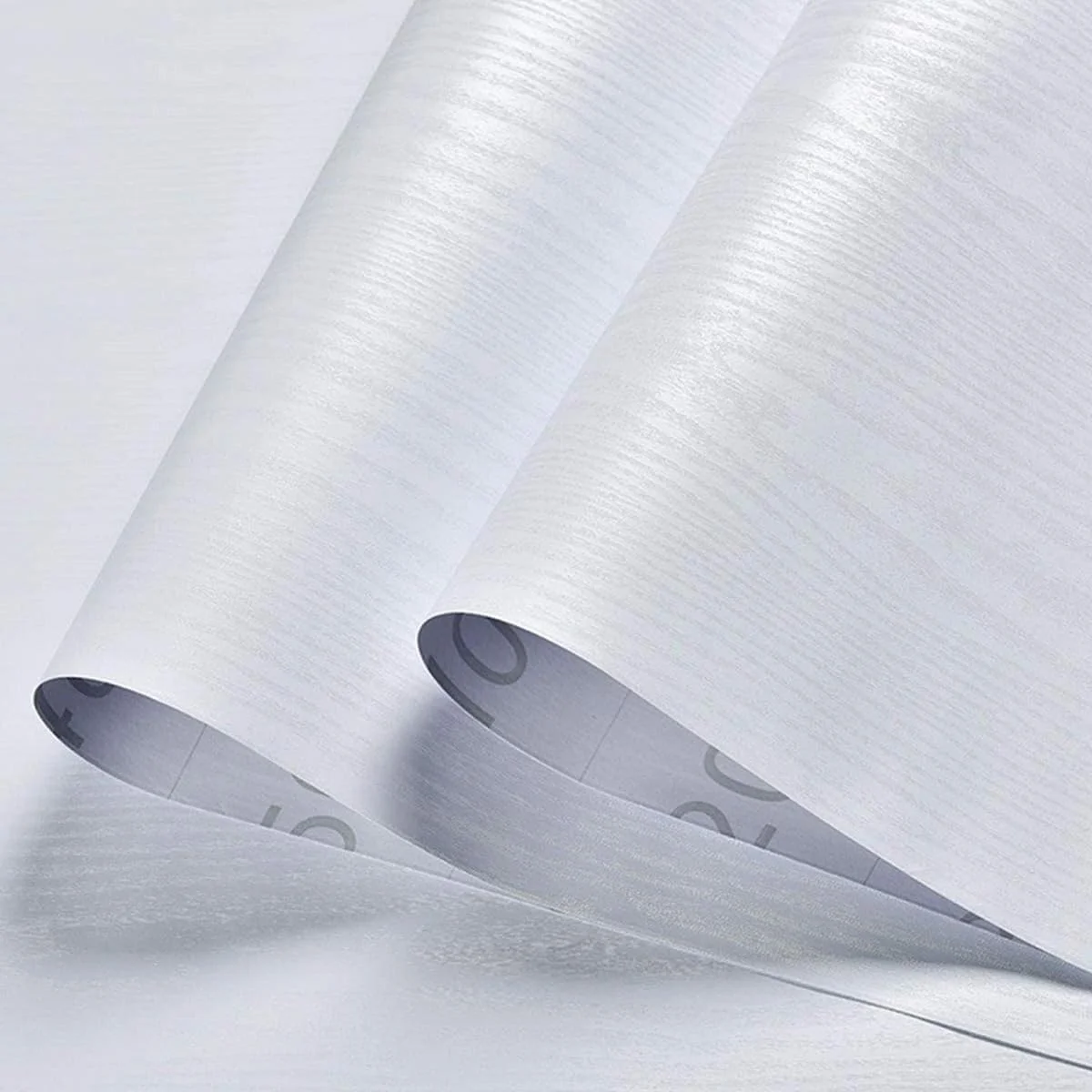 کاغذ دیواری طرح چوب ECVV، 44x300 سانتی متر، برچسب چوبی خود چسب برای دکوراسیون، مناسب برای روی کابینت، مبلمان آشپزخانه، میز، کاغذ دیواری چوبی قابل جابجایی - سفید