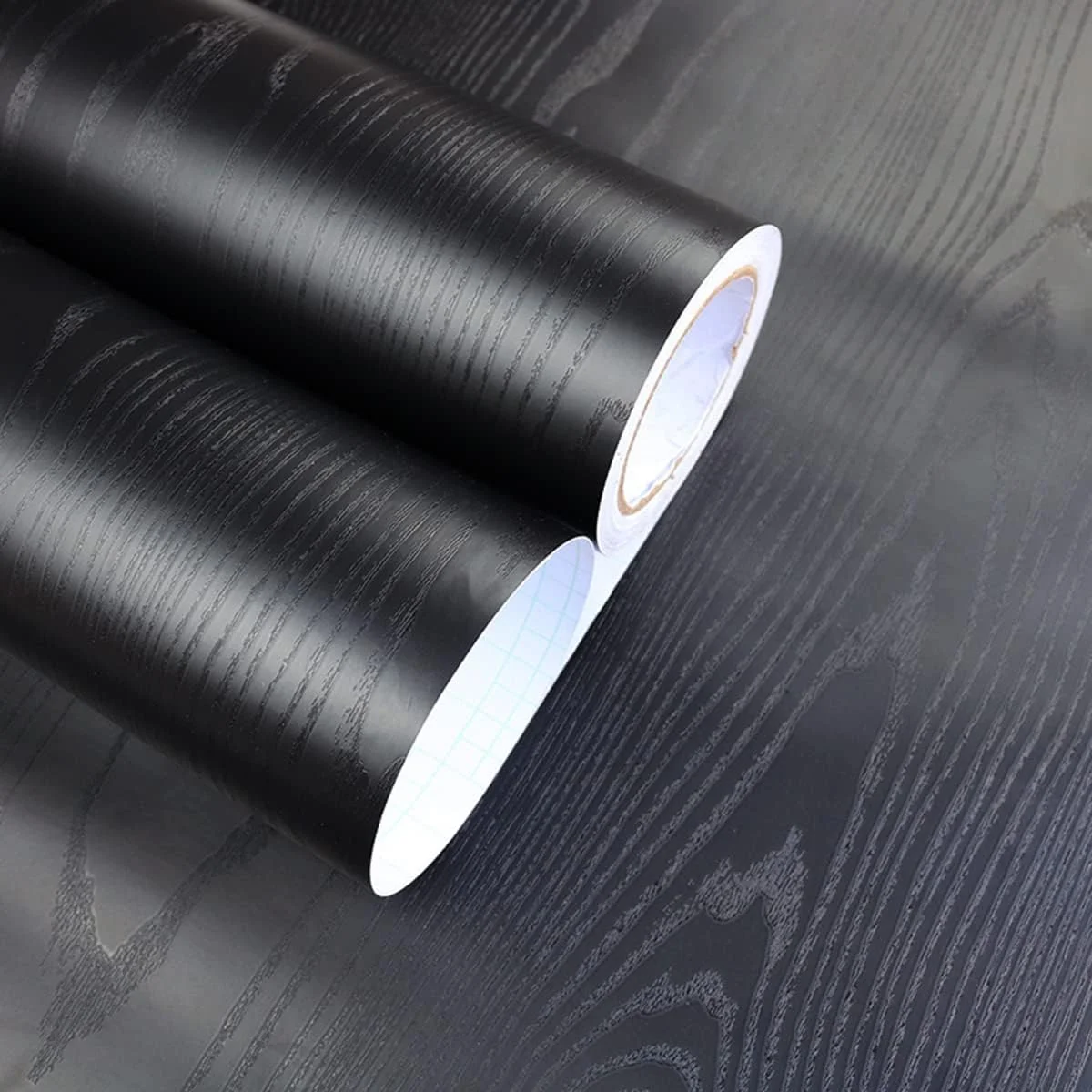 برچسب دیواری طرح چوب مشکی، 44.5 در 300 سانتی‌متر، خودچسب، قابل جابجایی، مناسب برای سطوح، فیلم‌های تزئینی، پوشش قفسه برای کابینت و سطوح آشپزخانه - مشکی