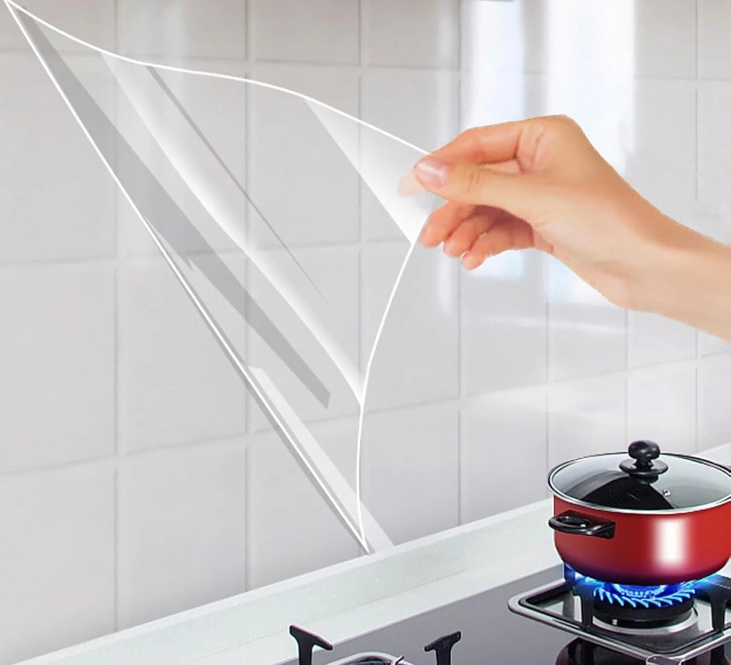 برچسب ضد روغن و ضد آب آشپزخانه، محافظ دیوار پشتی آشپزخانه، کاغذ شفاف ضد روغن، کاغذ خود چسب، برچسب فویل شفاف مقاوم در برابر حرارت