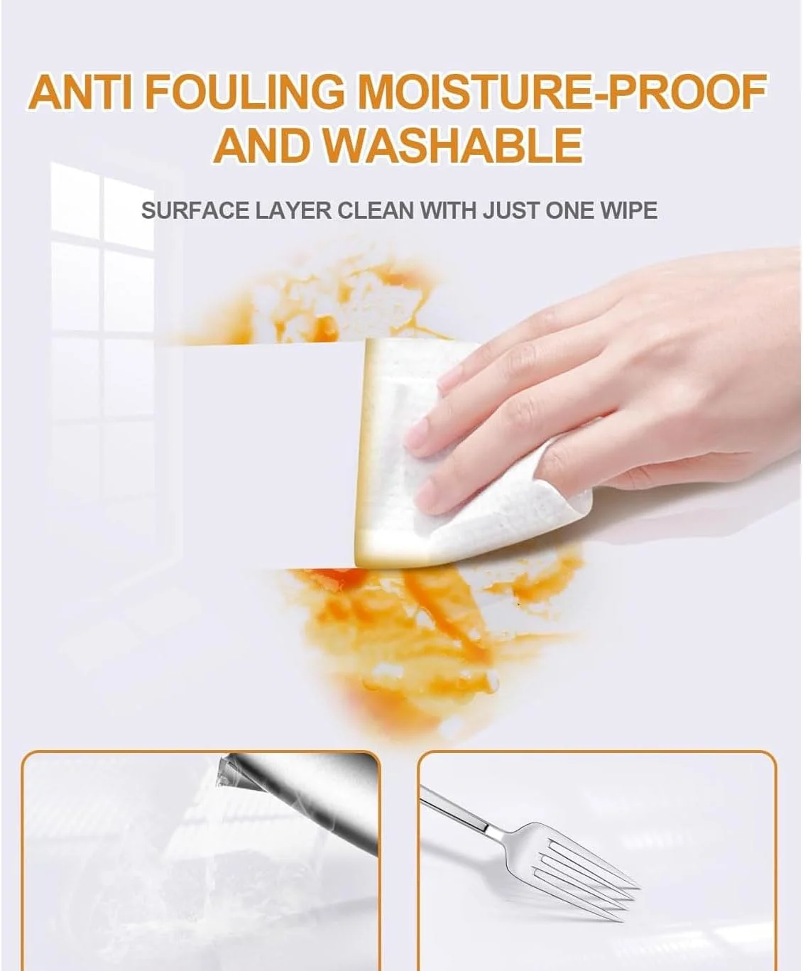 برچسب ضد روغن و ضد آب آشپزخانه، محافظ دیوار پشتی آشپزخانه، کاغذ شفاف ضد روغن، کاغذ خود چسب، برچسب فویل شفاف مقاوم در برابر حرارت