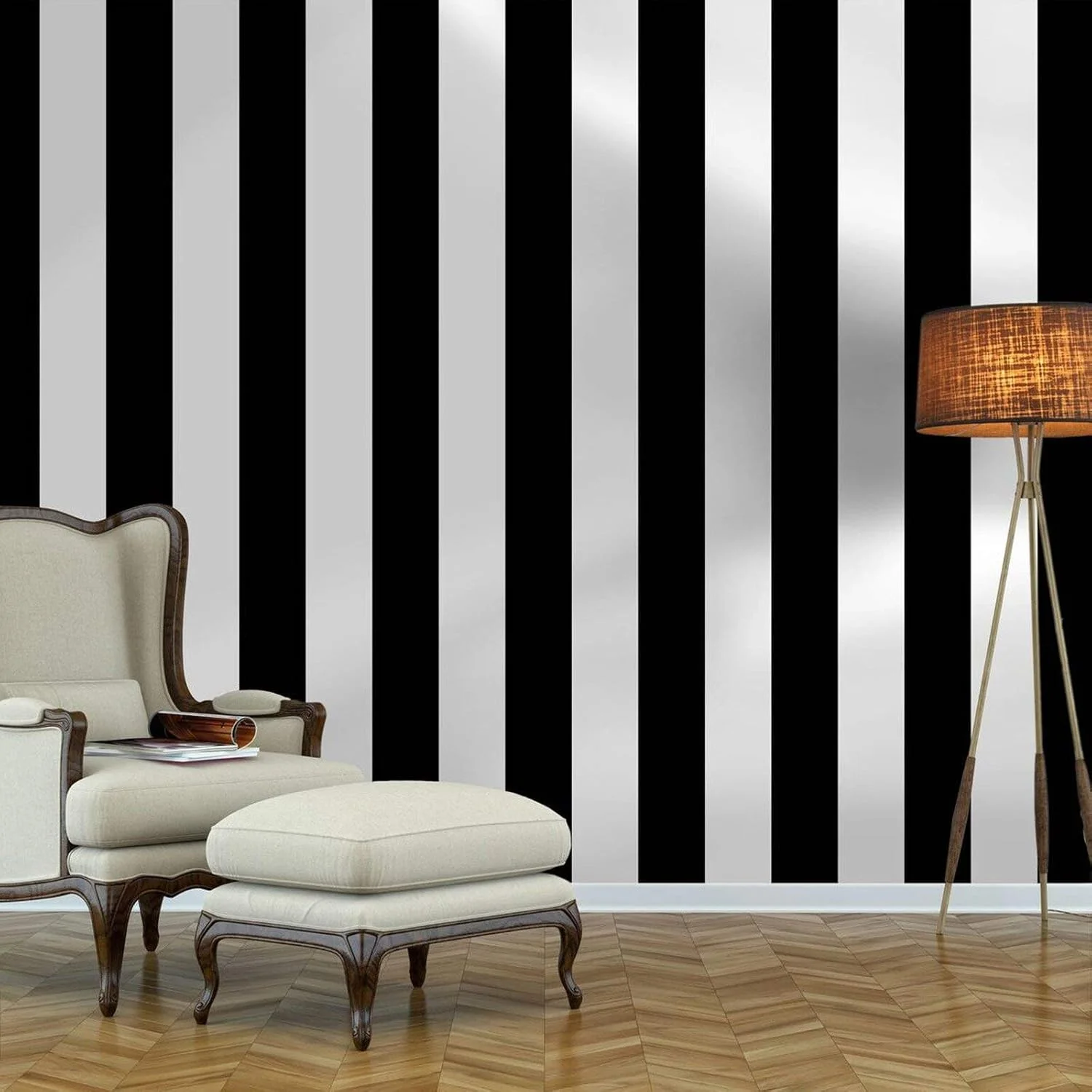 کاغذ دیواری راه راه گووانا، مشکی و سفید، خود چسب، 45cmx1000cm، کاغذ دیواری ضد آب و قابل جابجایی برای اتاق نشیمن، کابینت، قفسه، روکش کشو، رول وینیل دکور کاغذ دیواری راه راه گووانا، مشکی و سفید، خود چسب، 45cmx1000cm، کاغذ دیواری ضد آب و قابل جابجایی برای اتاق نشیمن، کابینت، قفسه، روکش کشو، رول وینیل دکور