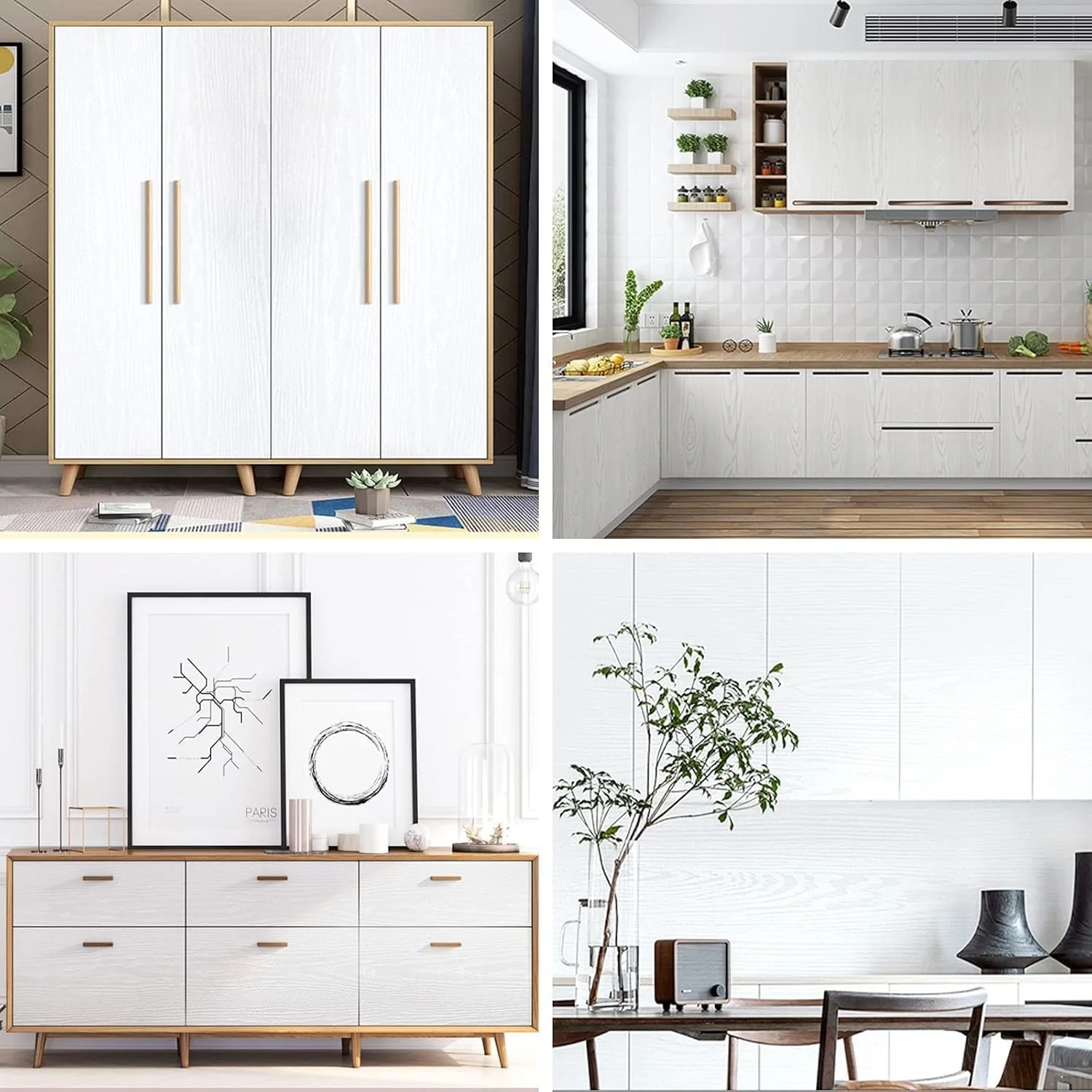 کاغذ دیواری خود چسب طرح چوب Idrese، ابعاد 60x300 سانتی متر، نصب آسان، مناسب برای قفسه، میز، درب و تزئینات (A)