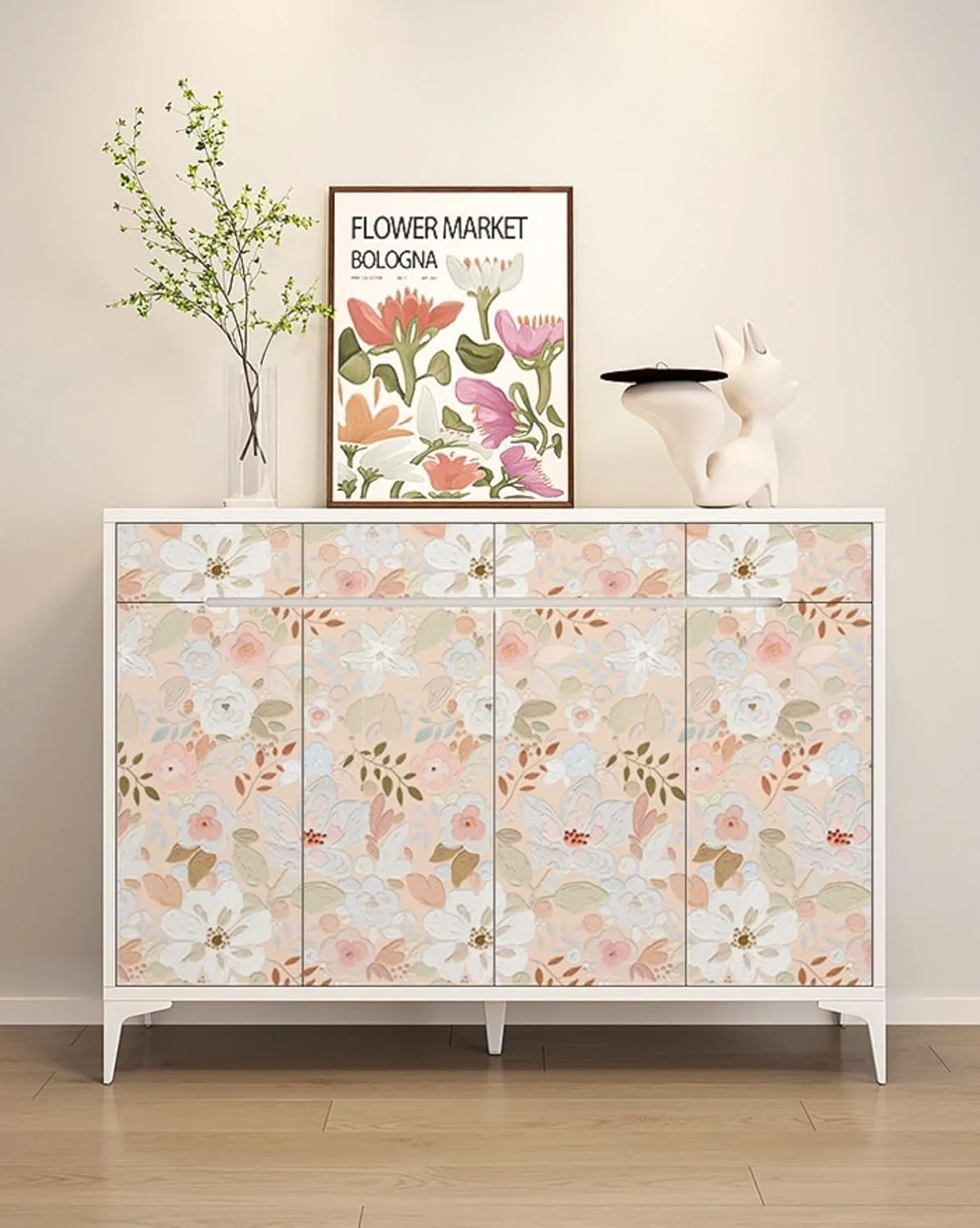 کاغذ دیواری گلدار ضد آب Homya، کاغذ دیواری بوهمی قدیمی، رول وینیل تزئینی برای دیوار و کانتر (44W x 500L cm)