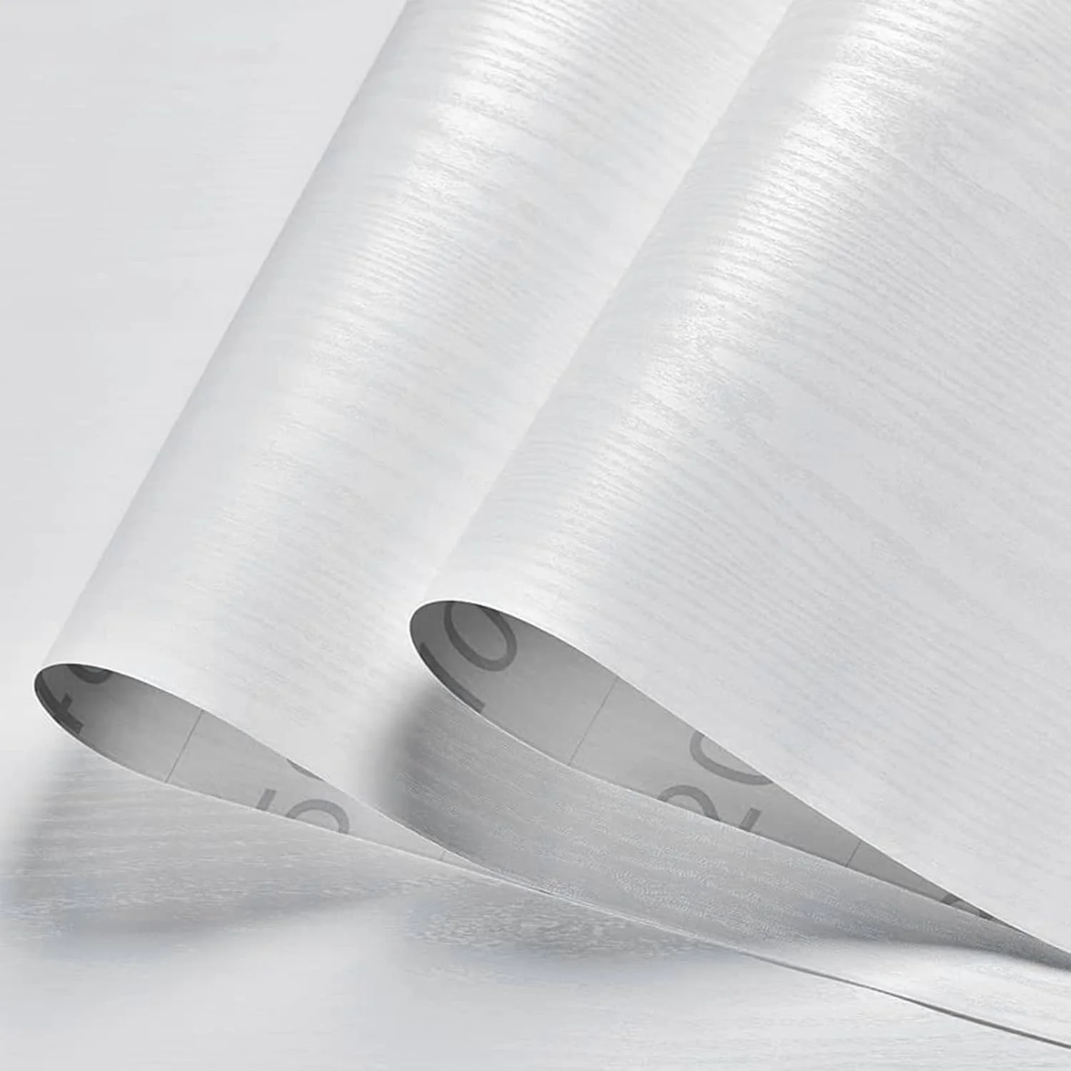 کاغذ دیواری چوبی سفید INFOSUN، 5 متر در 40 سانتی متر، کاغذ دیواری خود چسب ضد آب براق PVC وینیل، ضد روغن، کاغذ دیواری وینیل سفید برای پوشش سطح مبلمان، پیشخوان، آشپزخانه