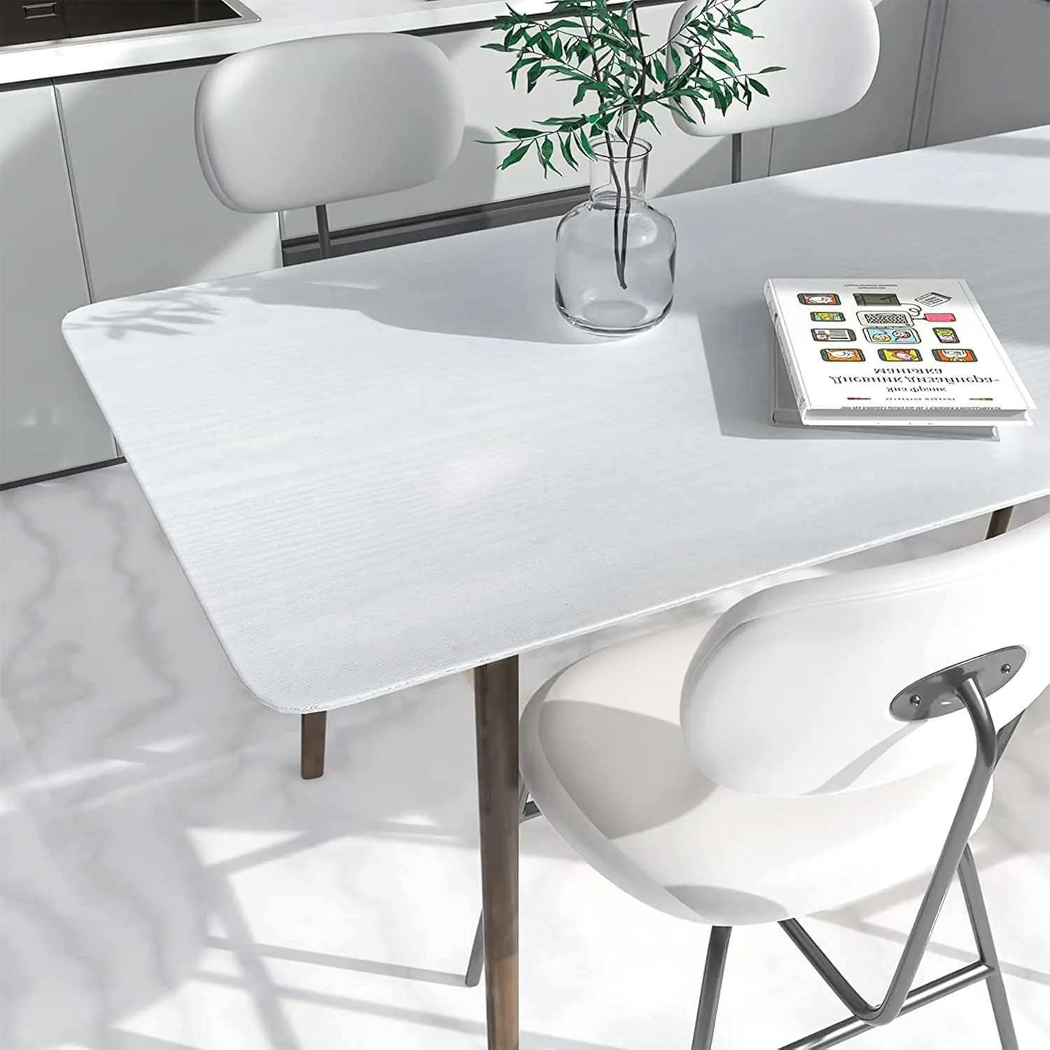 کاغذ دیواری چوبی سفید INFOSUN، 5 متر در 40 سانتی متر، کاغذ دیواری خود چسب ضد آب براق PVC وینیل، ضد روغن، کاغذ دیواری وینیل سفید برای پوشش سطح مبلمان، پیشخوان، آشپزخانه