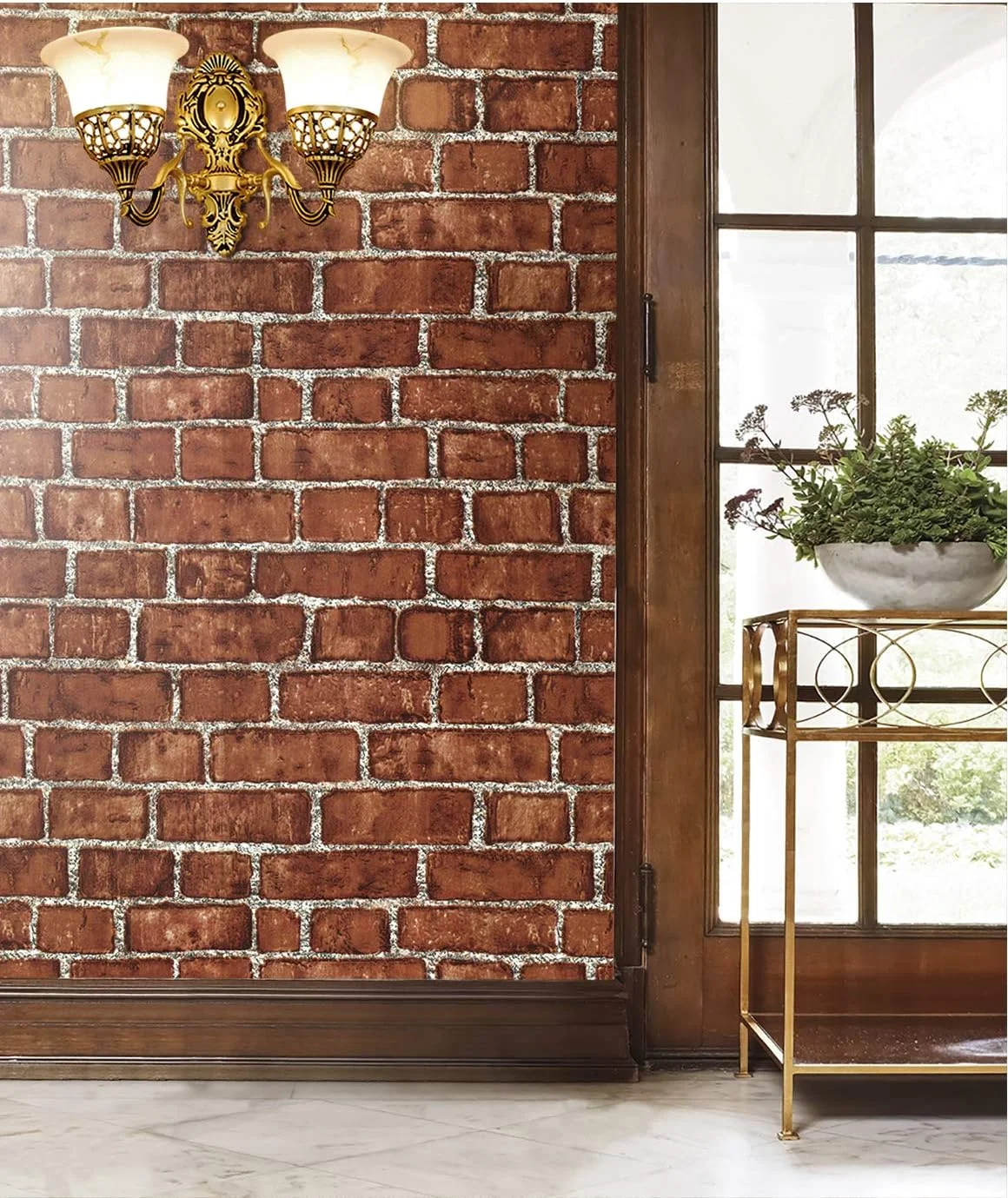 کاغذ دیواری طرح آجر JLHOUSE، برچسب خود چسب، ضد آب برای کانتر آشپزخانه، ۴۵ سانتی متر در ۳۰۰ سانتی متر