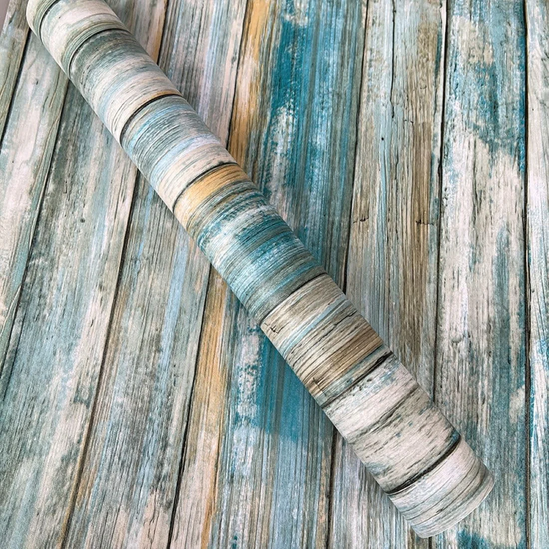 کاغذ دیواری طرح چوب قدیمی JLHOUSE JL9999-4، وینیل خود چسب، روکش تزئینی طرح چوب عتیقه برای بازسازی مبلمان (طرح چوب آبی، 45 در 300 سانتی متر)