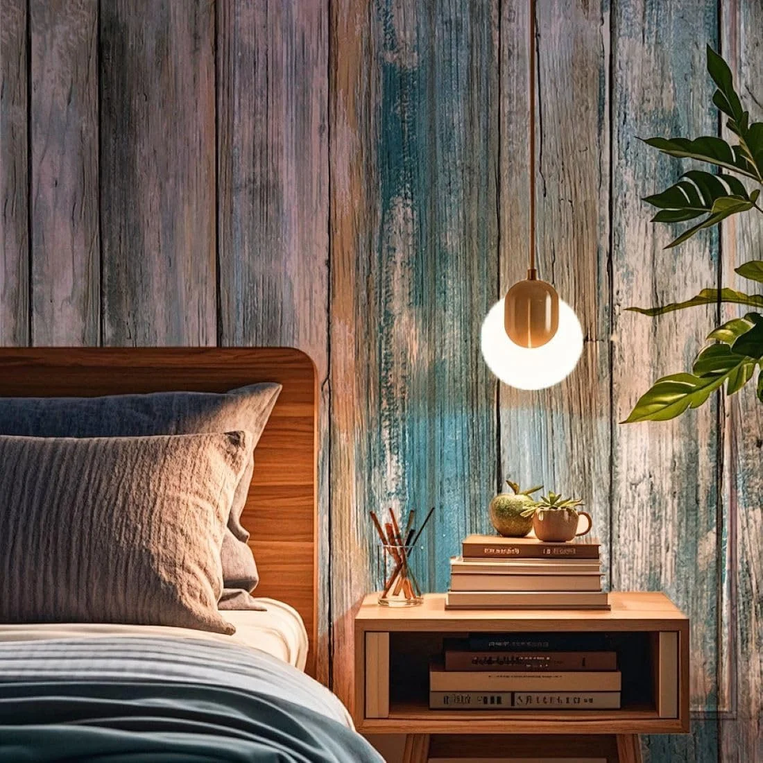 کاغذ دیواری طرح چوب قدیمی JLHOUSE JL9999-4، وینیل خود چسب، روکش تزئینی طرح چوب عتیقه برای بازسازی مبلمان (طرح چوب آبی، 45 در 300 سانتی متر)