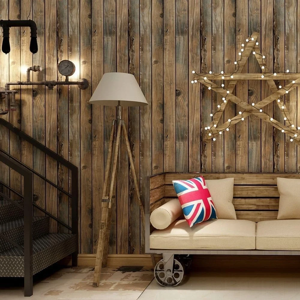 کاغذ دیواری طرح چوب JLHOUSE JL9999-3، کاغذ روکش چوبی خود چسب، مناسب برای تزئین کابینت و میز، تمیز کردن آسان، طرح عتیقه قهوه ای، 45 در 300 سانتی متر