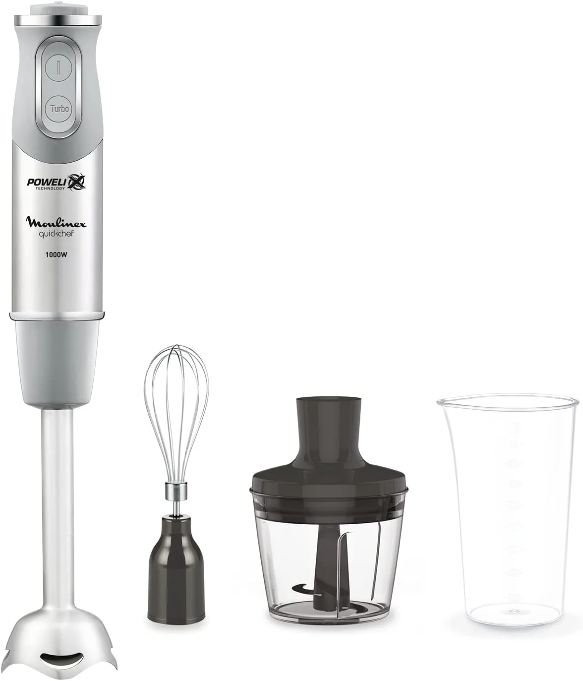 مخلوط کن دستی مولینکس مدل Quickchef Lite | 1000 وات | 20 سرعت | خردکن 500 میلی لیتری | لیوان | استیل ضد زنگ | DD656D27