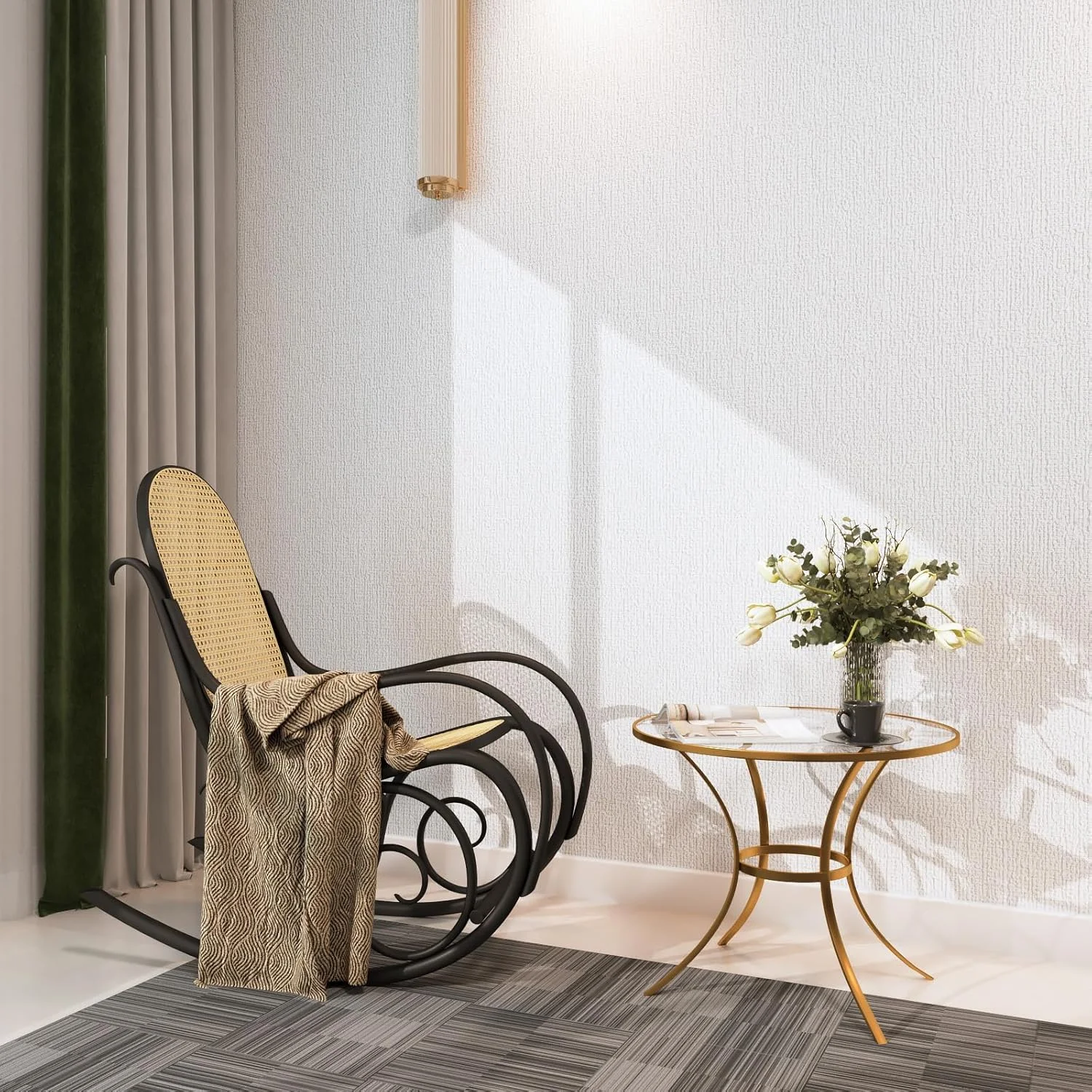 کاغذ دیواری ضخیم LaCheery با قابلیت چسبندگی بالا برای دیوارهای بافت دار، کاغذ دیواری بافت دار سفید، کاغذ دیواری فوم خود چسب برای دیوار حمام، اتاق خواب، اتاق نشیمن، روکش دیوار، رول ورق PVC ضد آب 44.45cmx300cm