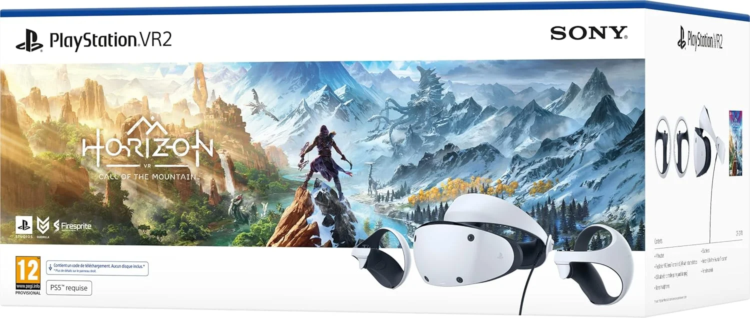 سونی، بسته PlayStation®VR2 Horizon Call of the Mountain™، هدست واقعیت مجازی + کنترلر PS VR2 Sense، هدست واقعیت مجازی برای PS5، سازگار با کنسول PlayStation 5، رنگ: سیاه و سفید سونی، بسته PlayStation®VR2 Horizon Call of the Mountain™، هدست واقعیت مجازی + کنترلر PS VR2 Sense، هدست واقعیت مجازی برای PS5، سازگار با کنسول PlayStation 5، رنگ: سیاه و سفید