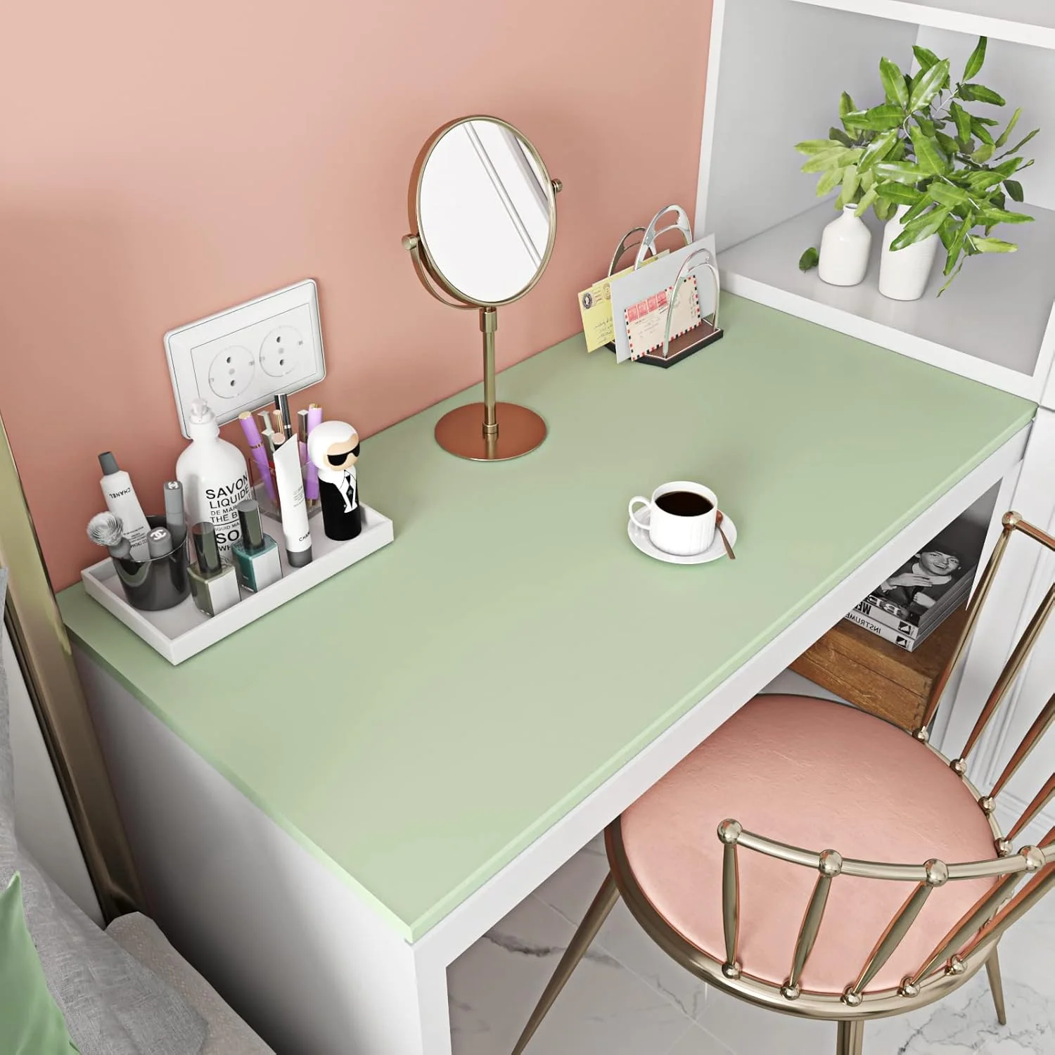 کاغذ دیواری چسبی سبز مریم گلی Livelynine، 40 در 1000 سانتی متر، تزئینات کاغذ دیواری جداشدنی، اتاق خواب پسرانه، کاغذ دیواری خود چسب، روکش ضد آب تزئینی سبز زیتونی