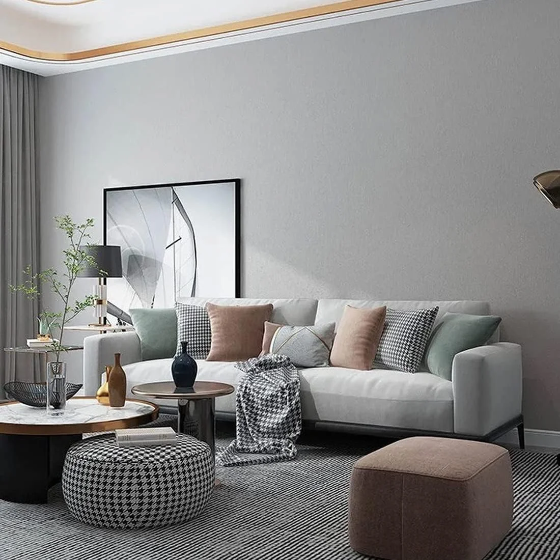 کاغذ دیواری خاکستری مات چسبی، 40 در 300 سانتی متر، مناسب اتاق خواب، کاغذ دیواری خود چسب برای پوشش دیوار، پیشخوان و دیوار