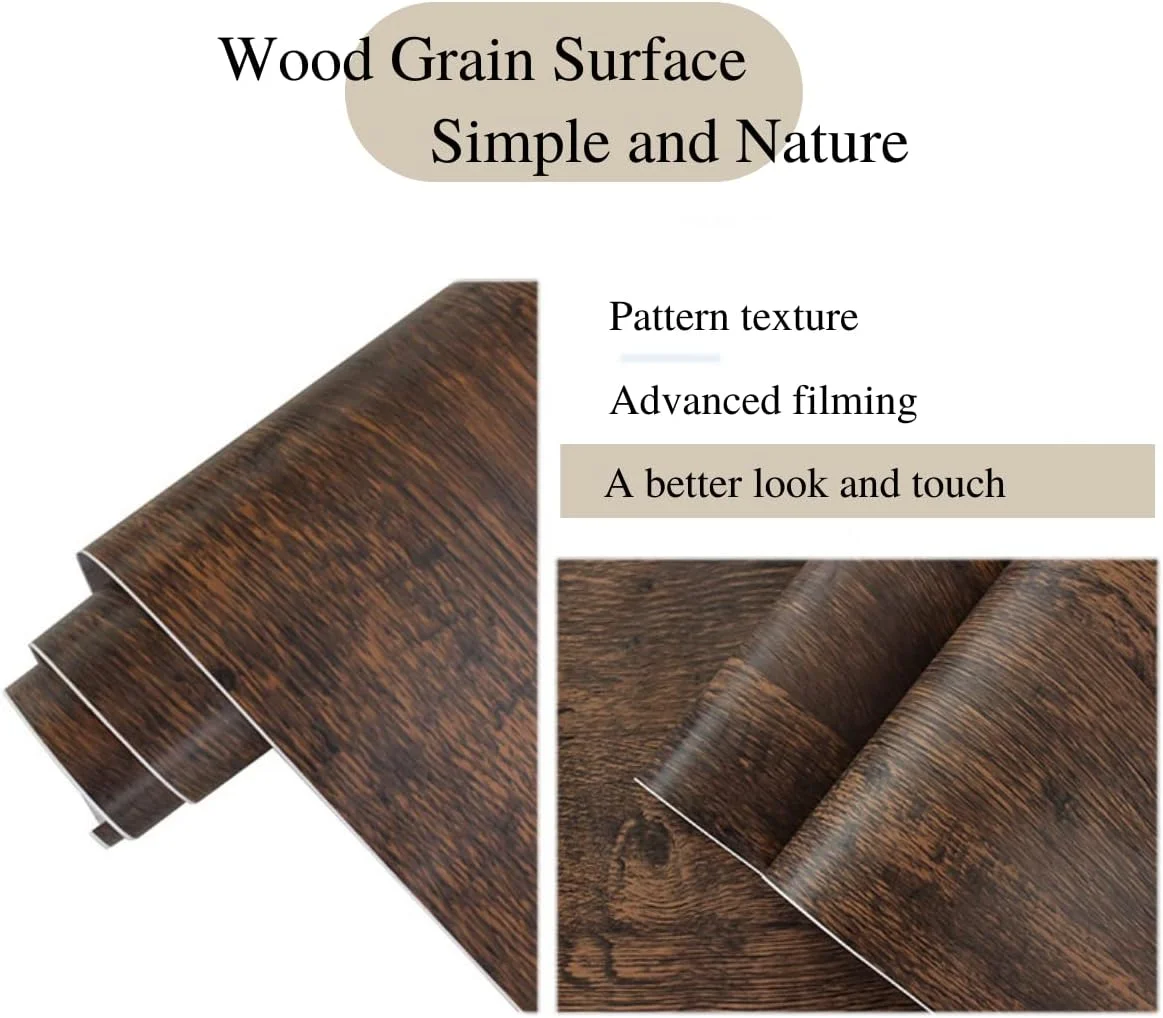 کاغذ دیواری طرح چوب قدیمی Loloty، ۴۵ سانتی متر در ۳ متر، کاغذ دیواری خود چسب طرح تخته چوب قهوه ای، کاغذ دیواری خود چسب روستیک برای دکوراسیون منزل، مبلمان، کمد لباس، بازسازی میز