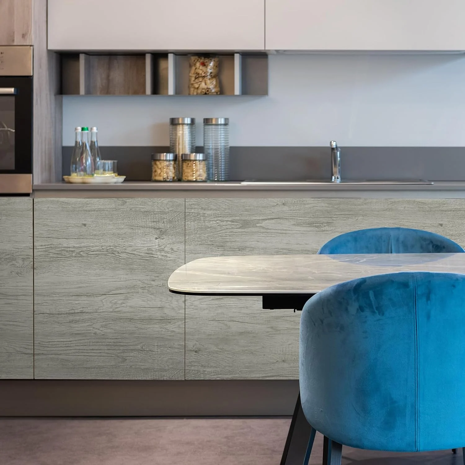 کاغذ دیواری طرح چوب خاکستری نفتی، کاغذ دیواری خود چسب طرح چوب برای کابینت، پیشخوان، کشو، کاغذ دیواری وینیل ضخیم ضد آب با قابلیت جابجایی و استفاده آسان، ابعاد 40 در 200 سانتی متر