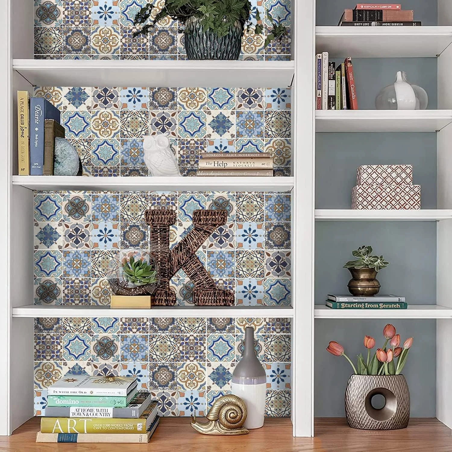 برچسب‌های کاشی دیواری خودچسب، استیکرهای تزئینی کاشی به سبک ترکیه برای دیوارها، 10 عدد استیکر دیواری قابل جابجایی، برچسب‌های ضد آب برای دکور چسبی حمام و آشپزخانه 15x15 سانتی‌متر
