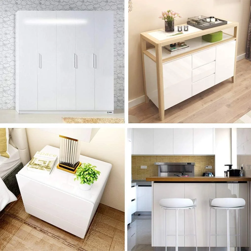 برچسب براق، 500 x 60 سانتی متر، کاغذ دیواری خود چسب طرح سنگ مرمر، ضد آب، ضد روغن، قابل جابجایی، برچسب های سفید براق برای آشپزخانه، حمام، پیشخوان و کابینت