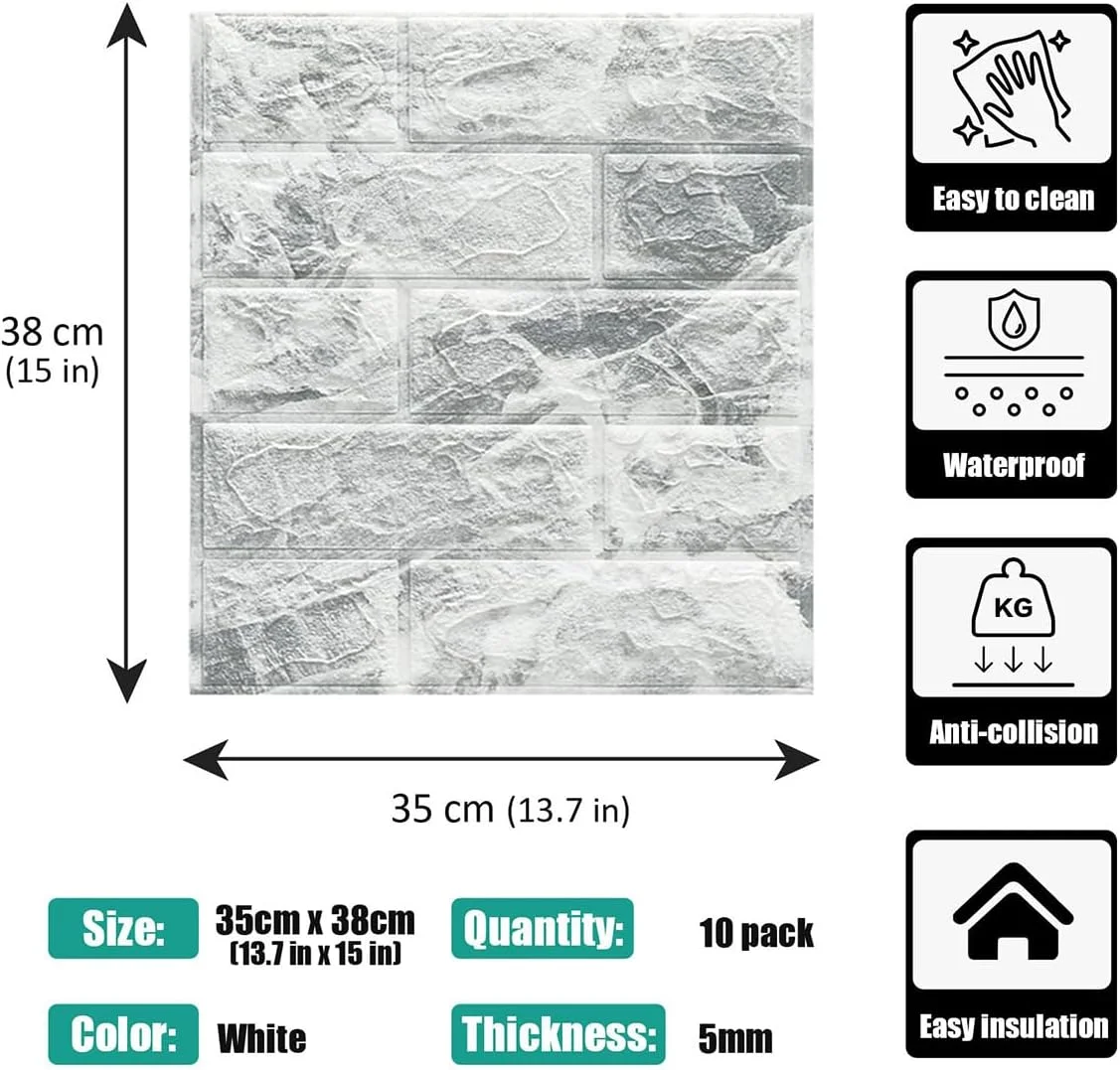 پنل دیواری سه بعدی STAYOUNG - استیکرهای دیواری فوم PE خود چسب برای دیوارها، دکوراسیون اتاق خواب، پوشش دیوار کثیف (مشکی، 1.25 متر مربع، 12 عدد)