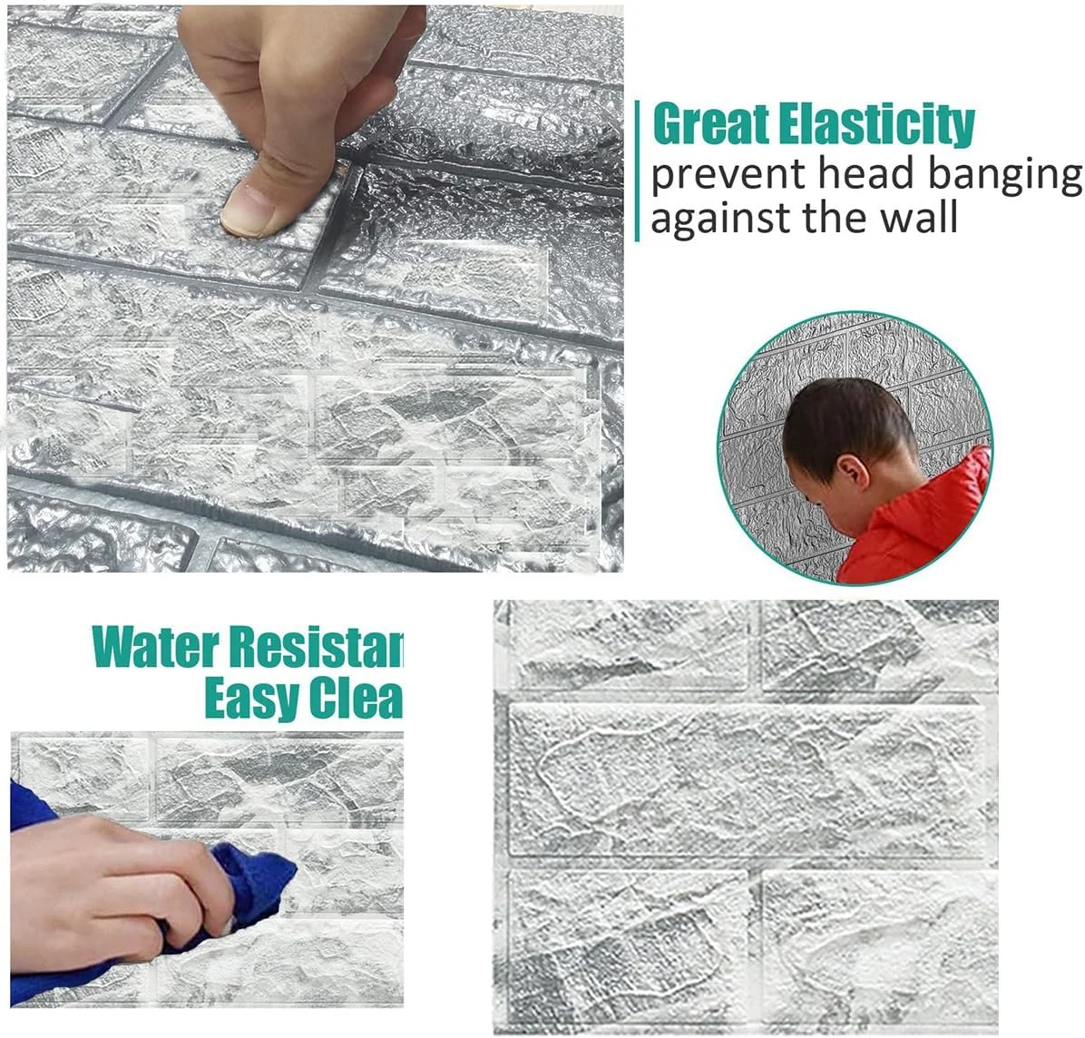 پنل دیواری سه بعدی STAYOUNG - استیکرهای دیواری فوم PE خود چسب برای دیوارها، دکوراسیون اتاق خواب، پوشش دیوار کثیف (مشکی، 1.25 متر مربع، 12 عدد)