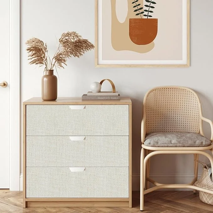 کاغذ دیواری چسبی TAHAVICE طرح بافت چمن، بژ، 40x600 سانتی متر، کاغذ دیواری بافت دار خود چسب و قابل جابجایی برای اتاق نشیمن، کابینت و کانتر