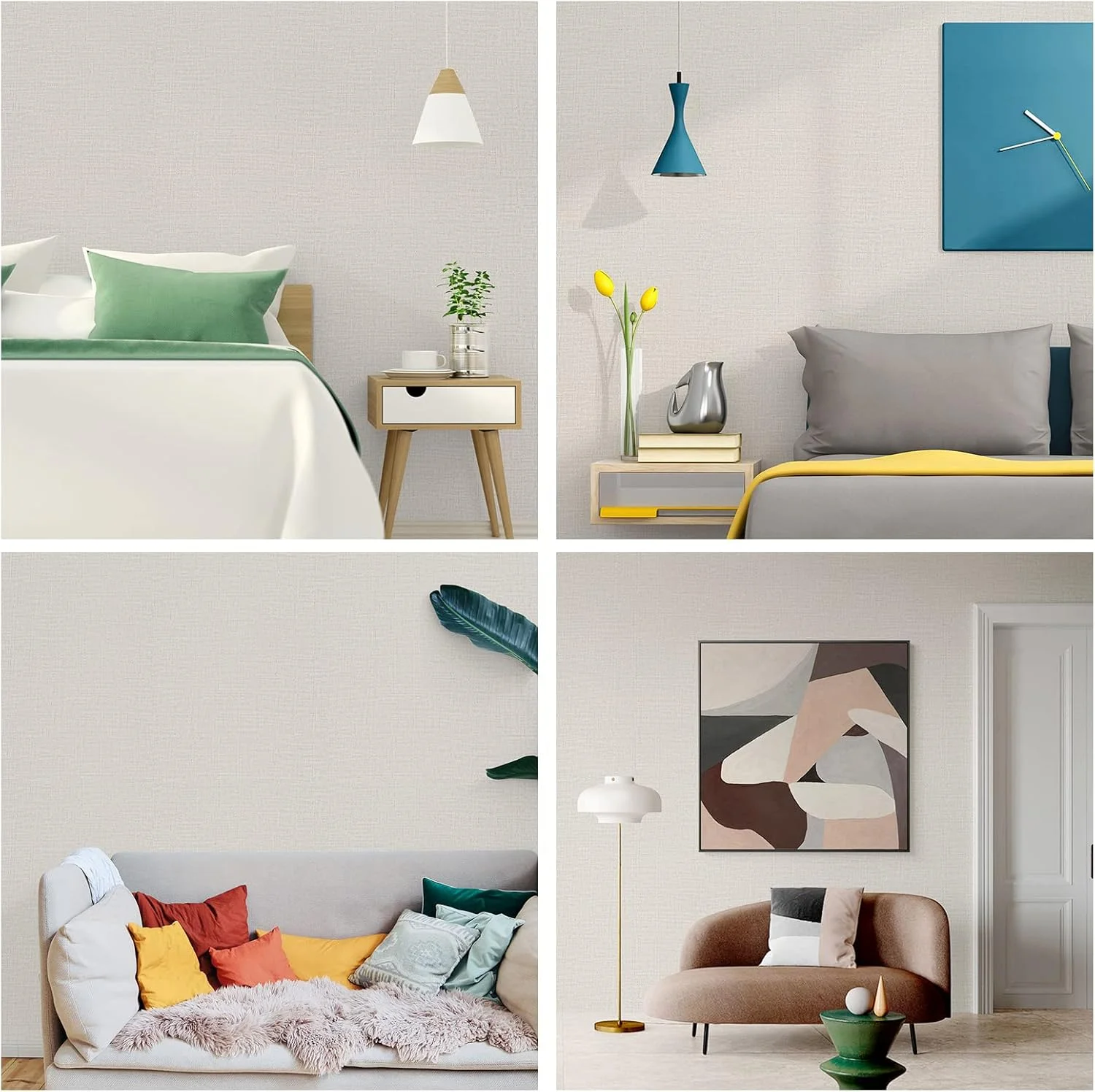 کاغذ دیواری کرم کتانی TANONE، پی وی سی خود چسب، طرح پارچه ای، روکش وینیل، برچسب دیواری، رنگ ثابت، مناسب دکوراسیون مبلمان اتاق خواب (40 در 300 سانتی متر)