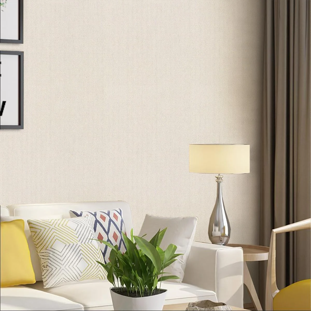 کاغذ دیواری چسبی TAHAVICE طرح بافت چمن، بژ، 40x600 سانتی متر، کاغذ دیواری بافت دار خود چسب و قابل جابجایی برای اتاق نشیمن، کابینت و کانتر