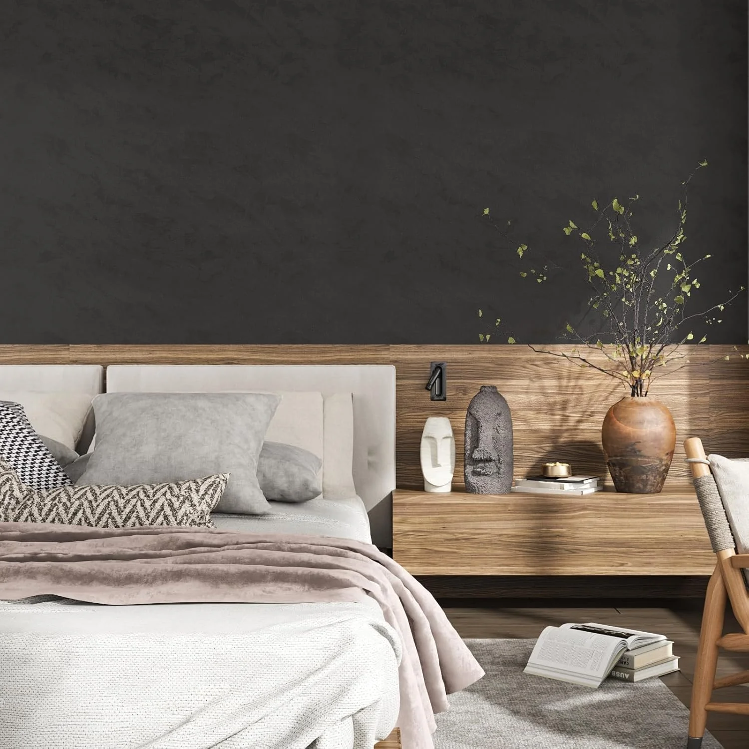 کاغذ دیواری بافت دار چسبی خاکستری تیره Veelike، طرح بتن، ضخیم، سه بعدی، روکش وینیل سیمانی خود چسب، ضد آب، مناسب دیوار، آشپزخانه و حمام، ابعاد 40cmx3m